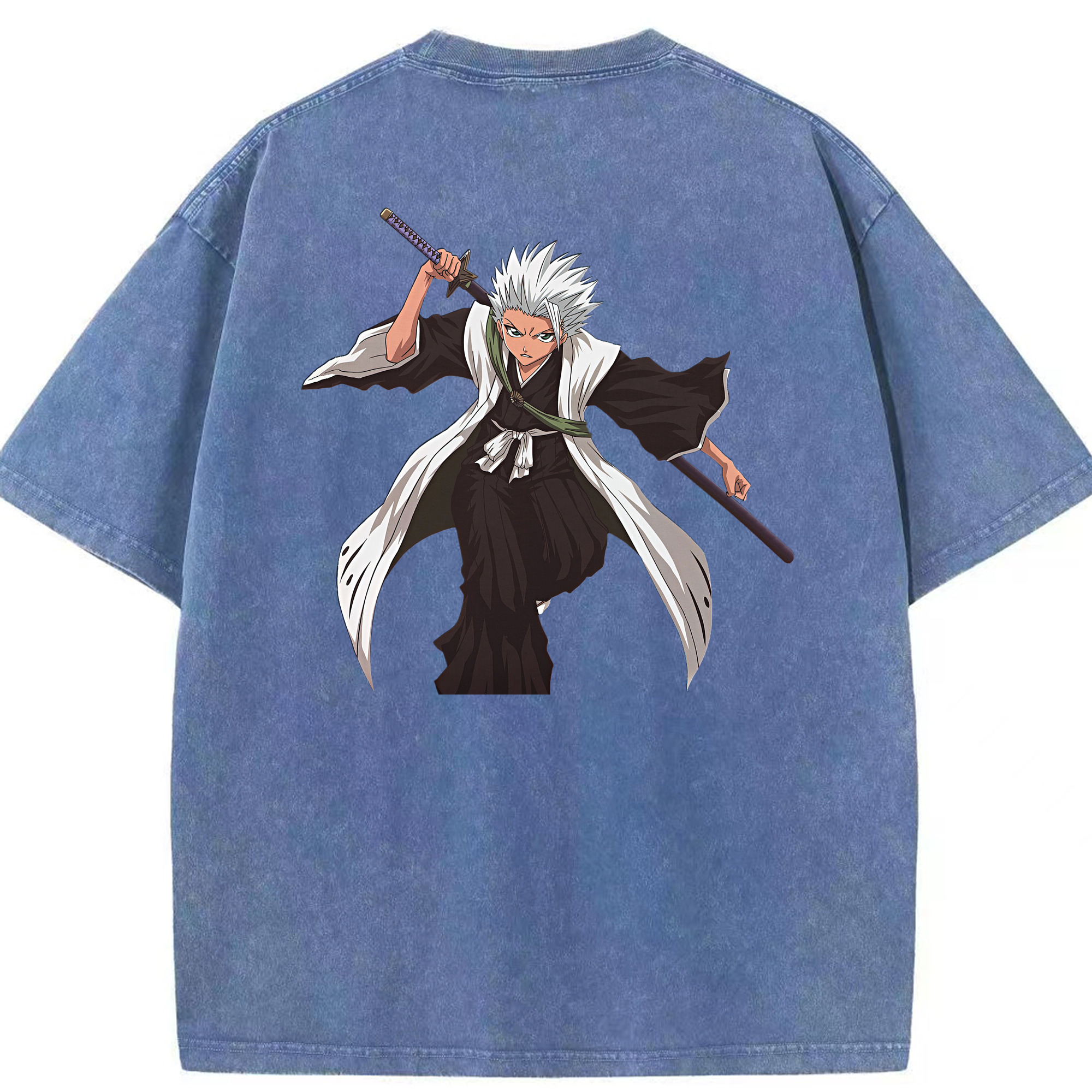 （画像用） ブリーチ 日番谷冬獅郎（ひつがや とうしろう） BLEACH Hitsugaya Toushirou 綿100% ヴィンテージ風 半袖Tシャツ（背面プリント）