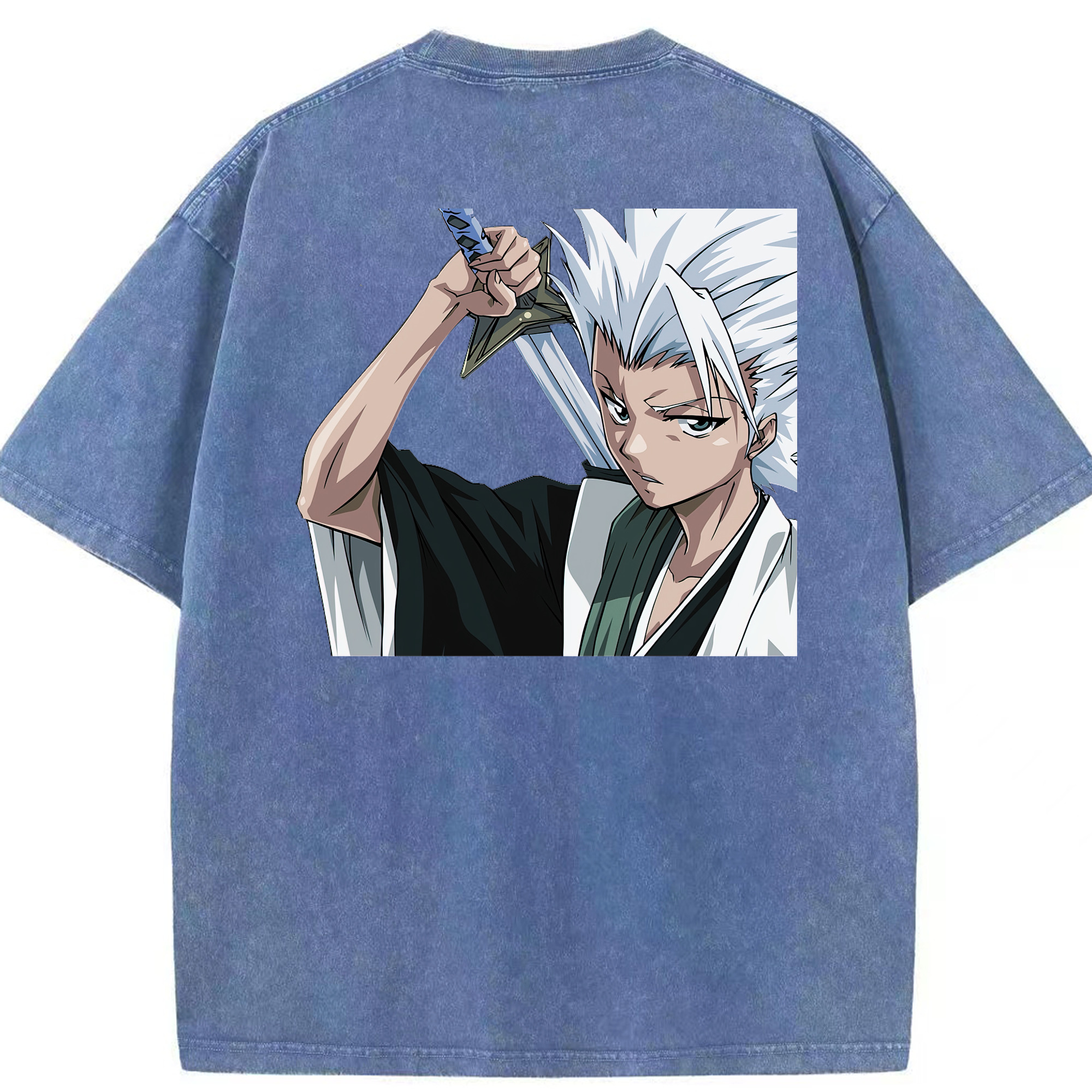 （画像用） ブリーチ 日番谷冬獅郎（ひつがや とうしろう） BLEACH Hitsugaya Toushirou 綿100% ヴィンテージ風 半袖Tシャツ（背面プリント）