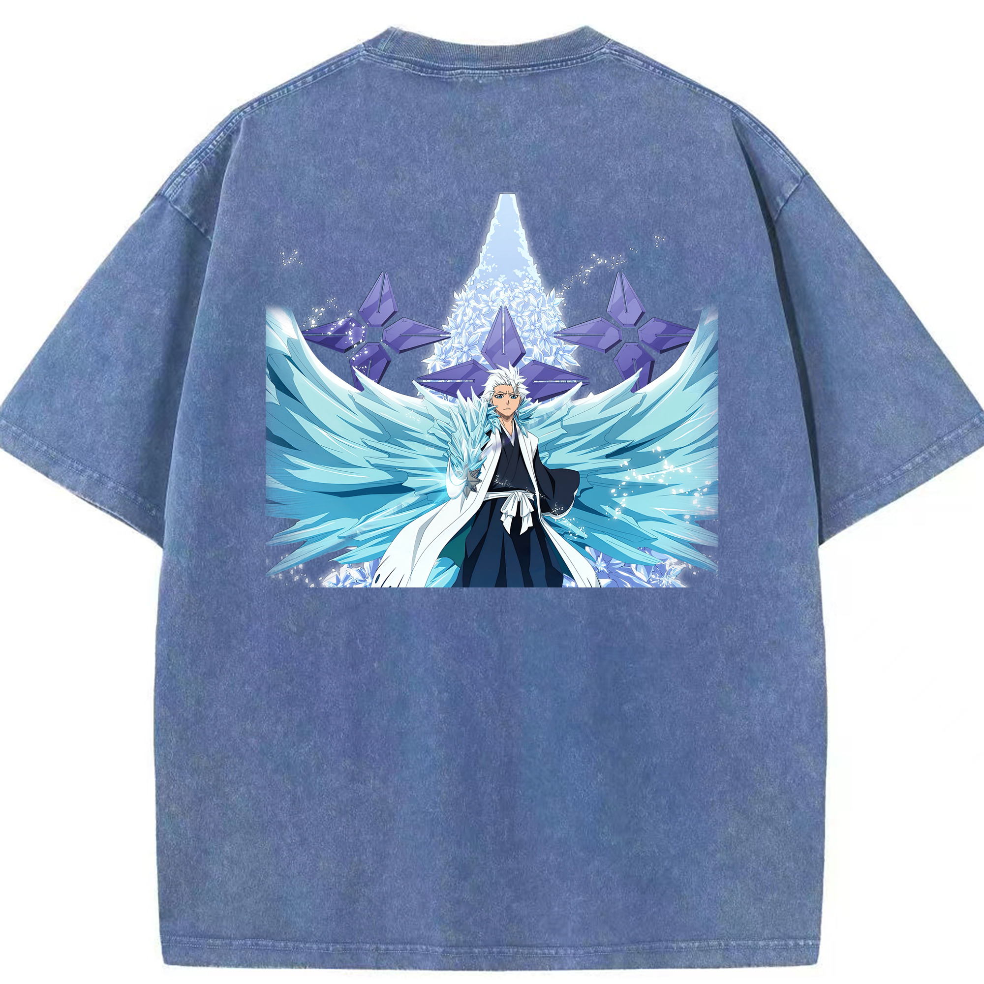 （画像用） ブリーチ 日番谷冬獅郎（ひつがや とうしろう） BLEACH Hitsugaya Toushirou 綿100% ヴィンテージ風 半袖Tシャツ（背面プリント）