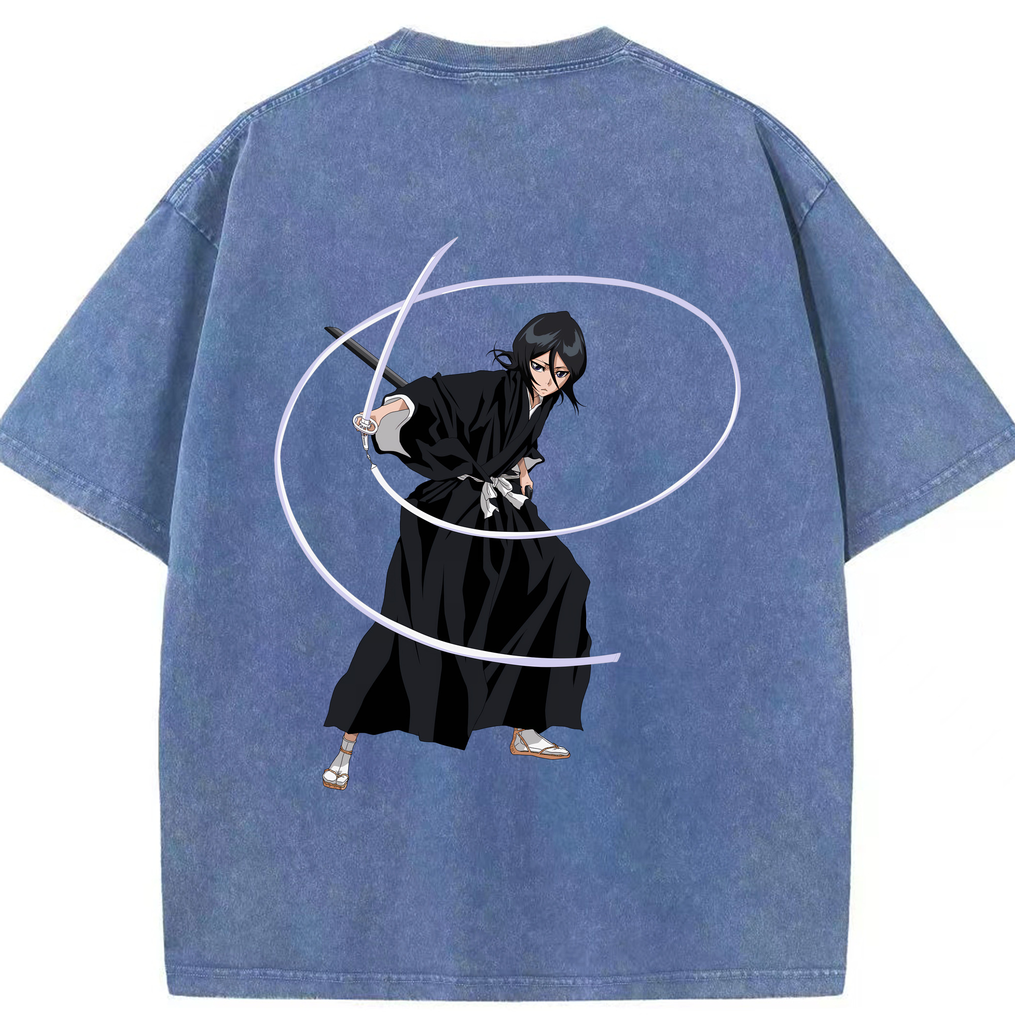 （画像用） ブリーチ 朽木ルキア BLEACH Kuchiki Rukia 綿100% ヴィンテージ風 半袖Tシャツ（背面プリント）