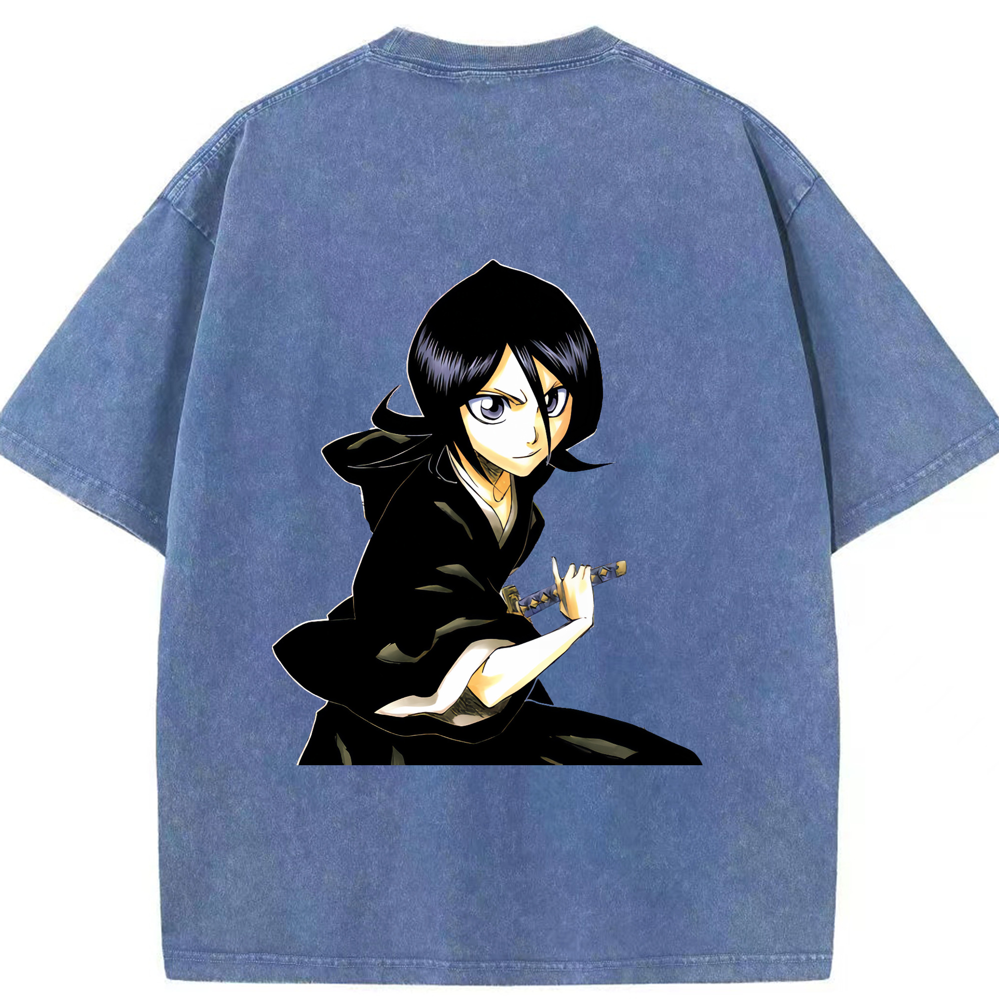 （画像用） ブリーチ 朽木ルキア BLEACH Kuchiki Rukia 綿100% ヴィンテージ風 半袖Tシャツ（背面プリント）