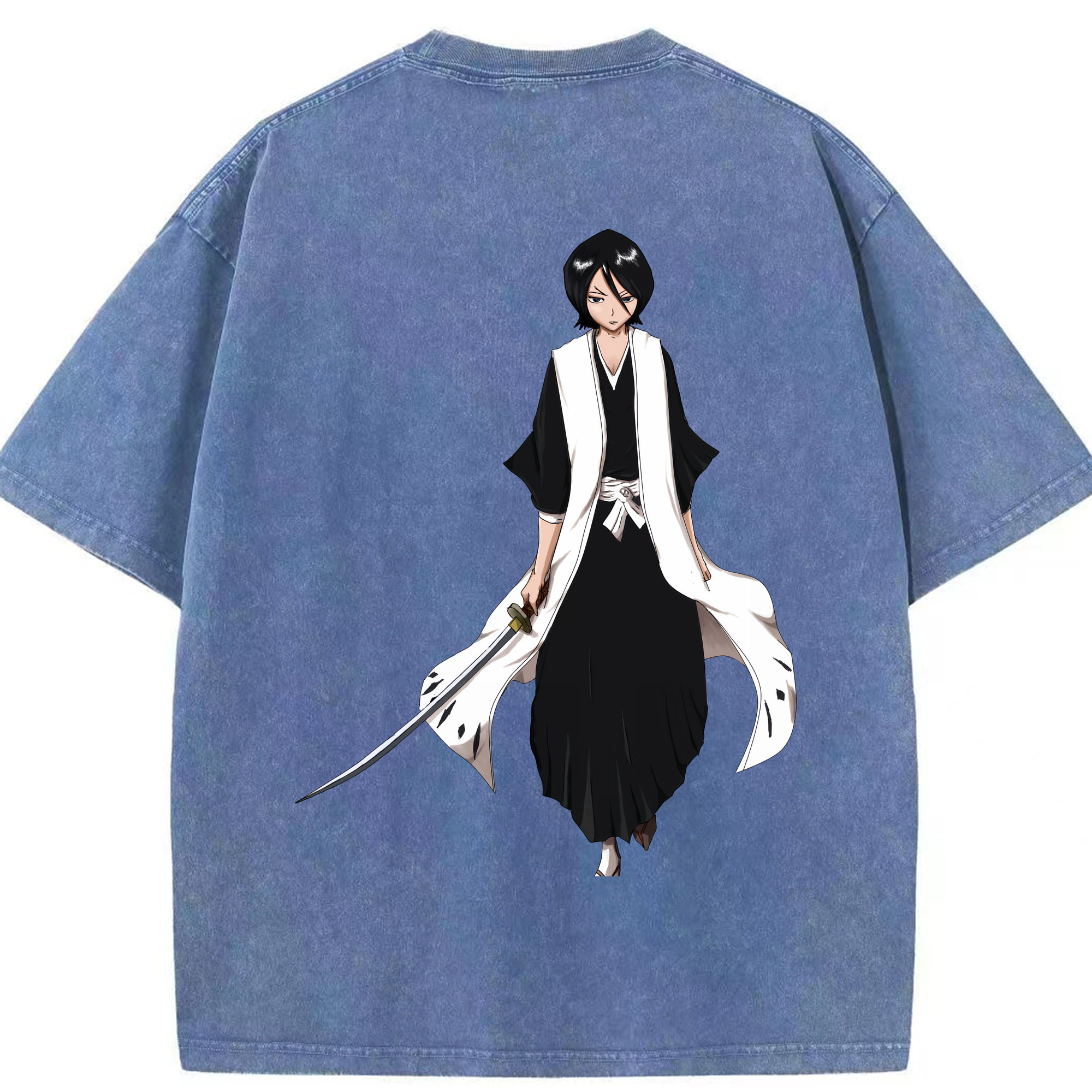（画像用） ブリーチ 朽木ルキア BLEACH Kuchiki Rukia 綿100% ヴィンテージ風 半袖Tシャツ（背面プリント）