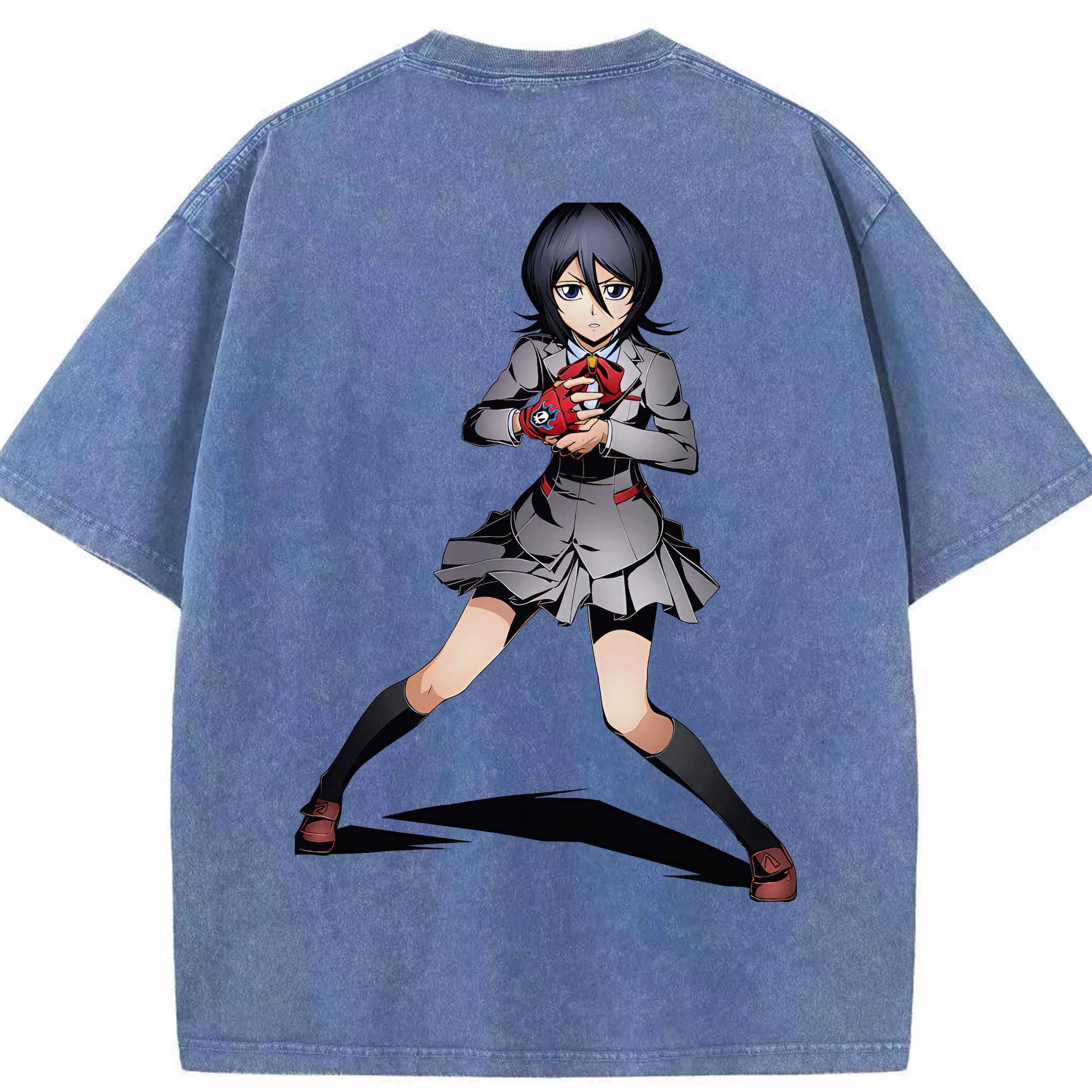 （画像用） ブリーチ 朽木ルキア BLEACH Kuchiki Rukia 綿100% ヴィンテージ風 半袖Tシャツ（背面プリント）
