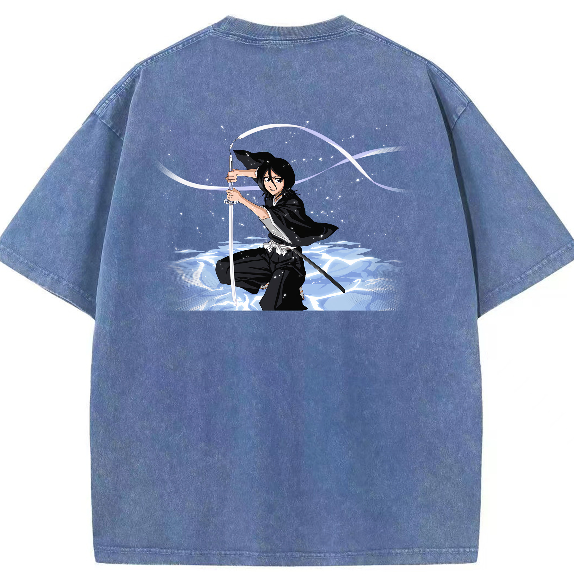 （画像用） ブリーチ 朽木ルキア BLEACH Kuchiki Rukia 綿100% ヴィンテージ風 半袖Tシャツ（背面プリント）
