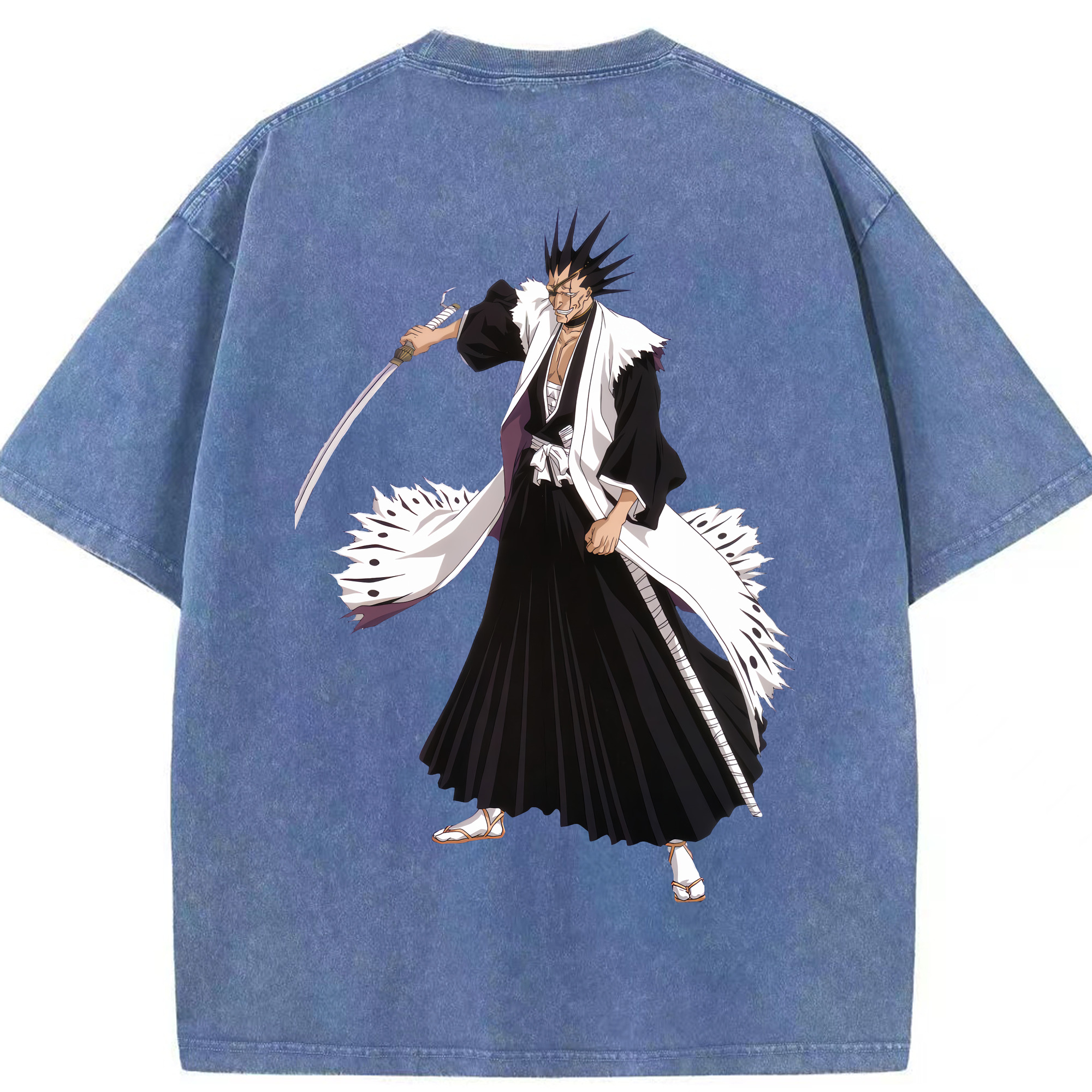 （画像用） ブリーチ ざらき けんぱち BLEACH Zaraki Kenpachi 綿100% ヴィンテージ風 半袖Tシャツ（背面プリント）