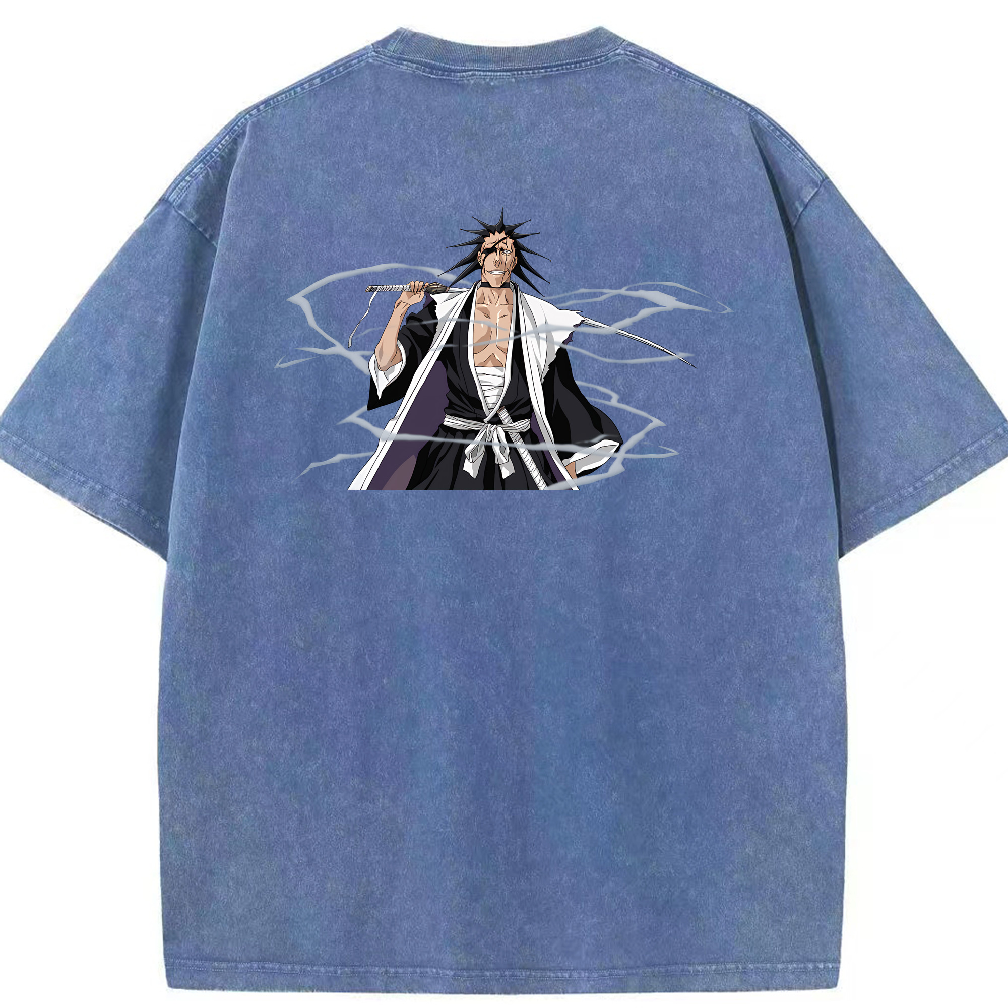 （画像用） ブリーチ ざらき けんぱち BLEACH Zaraki Kenpachi 綿100% ヴィンテージ風 半袖Tシャツ（背面プリント）