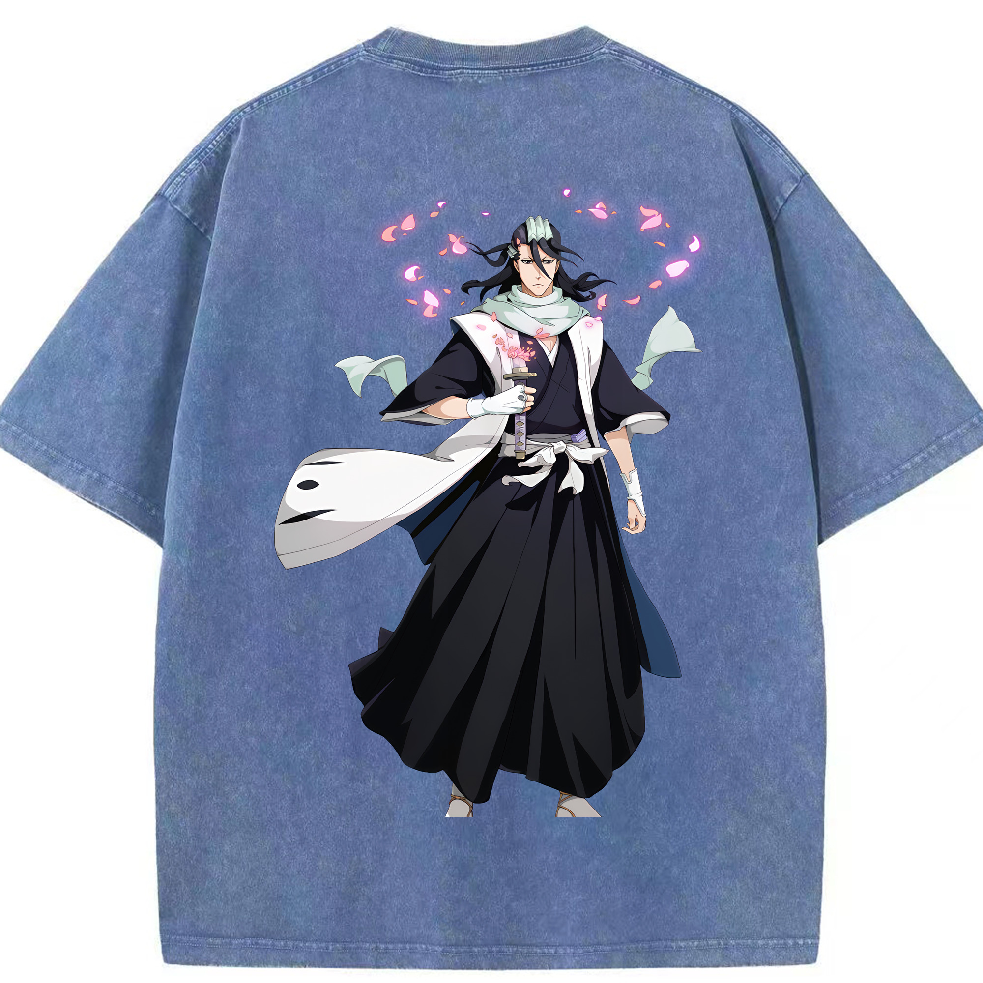 （画像用） ブリーチ くちき びゃくや BLEACH Kuchiki Byakuya 綿100% ヴィンテージ風 半袖Tシャツ（背面プリント）