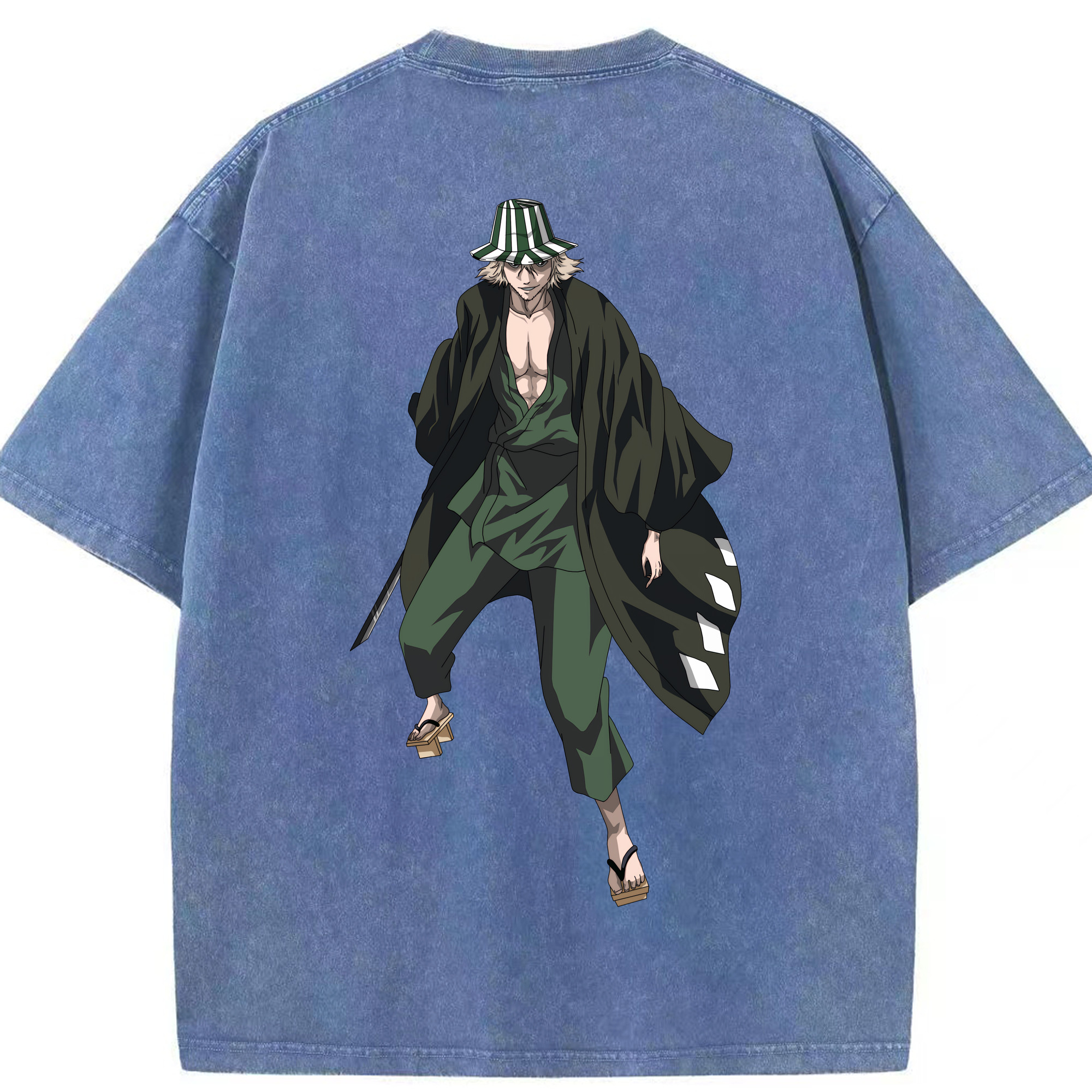 （画像用） "ブリーチ 浦原 喜助（うらはら きすけ） BLEACH Urahara Kisuke " 綿100% ヴィンテージ風 半袖Tシャツ（背面プリント）