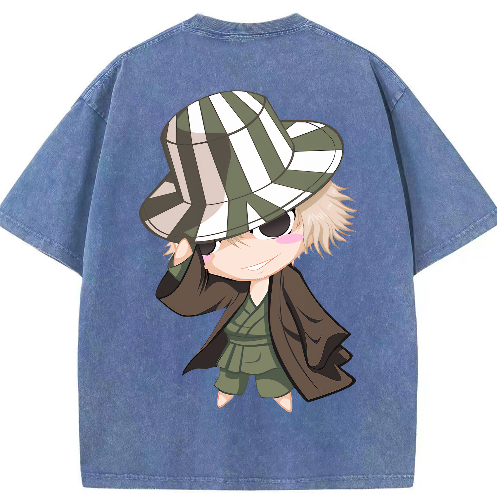 （画像用） "ブリーチ 浦原 喜助（うらはら きすけ） BLEACH Urahara Kisuke " 綿100% ヴィンテージ風 半袖Tシャツ（背面プリント）