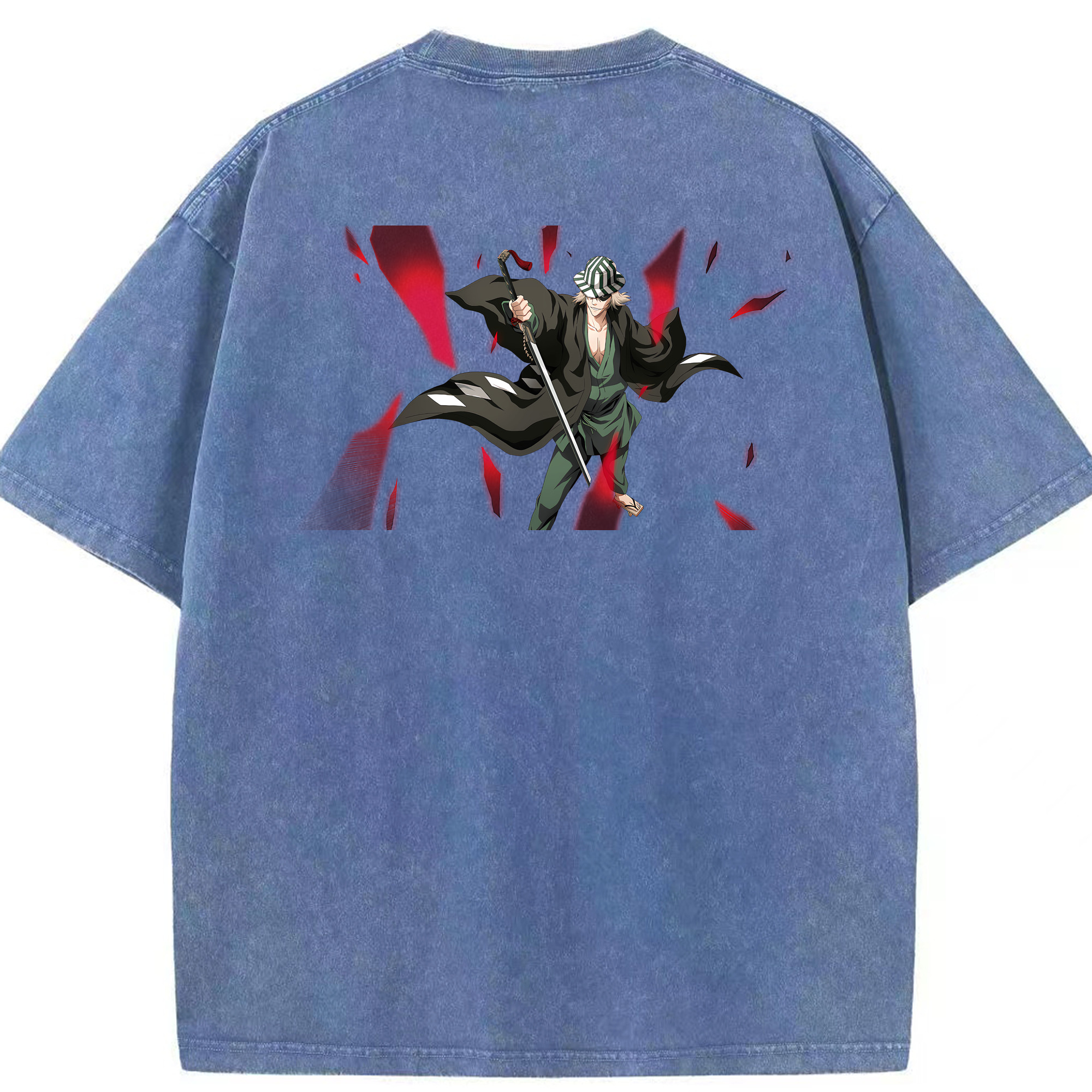 （画像用） "ブリーチ 浦原 喜助（うらはら きすけ） BLEACH Urahara Kisuke " 綿100% ヴィンテージ風 半袖Tシャツ（背面プリント）