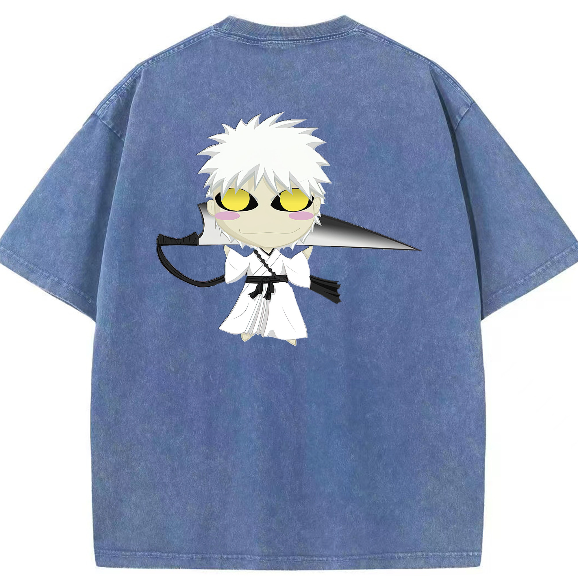 （画像用） ブリーチ 黒崎一護（くろさき いちご）BLEACH Kurosaki Ichigo 綿100% ヴィンテージ風 半袖Tシャツ（背面プリント）