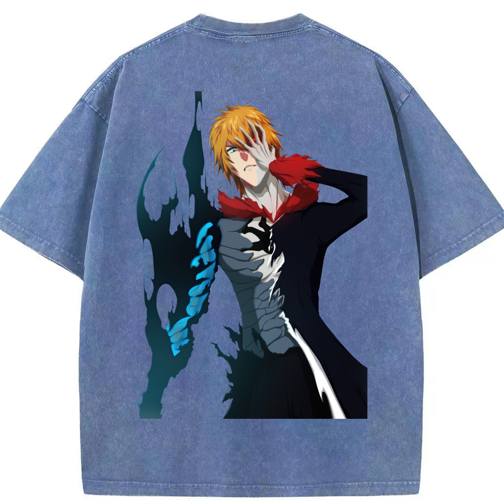 （画像用） ブリーチ 黒崎一護（くろさき いちご）BLEACH Kurosaki Ichigo 綿100% ヴィンテージ風 半袖Tシャツ（背面プリント）