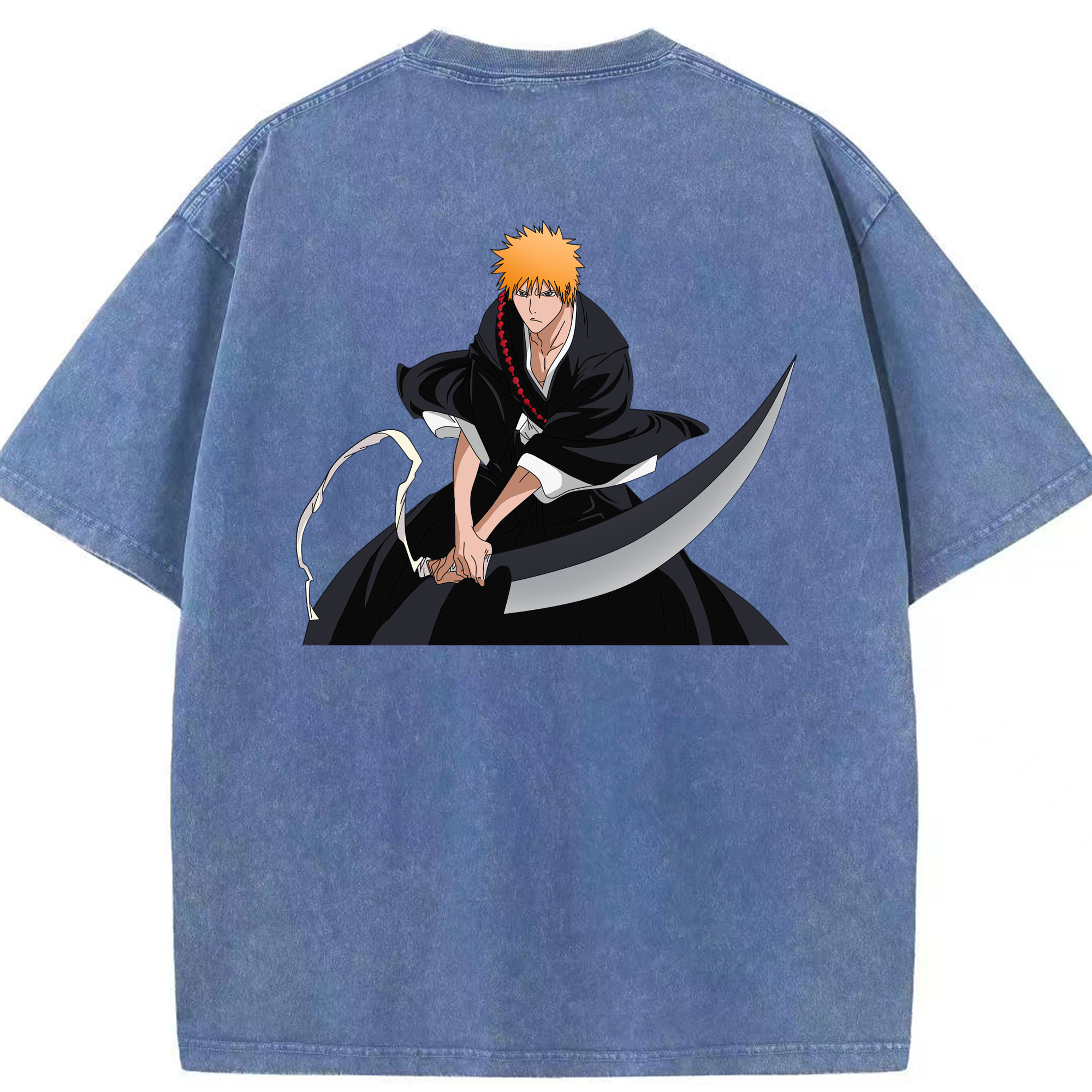 （画像用） ブリーチ 黒崎一護（くろさき いちご）BLEACH Kurosaki Ichigo 綿100% ヴィンテージ風 半袖Tシャツ（背面プリント）