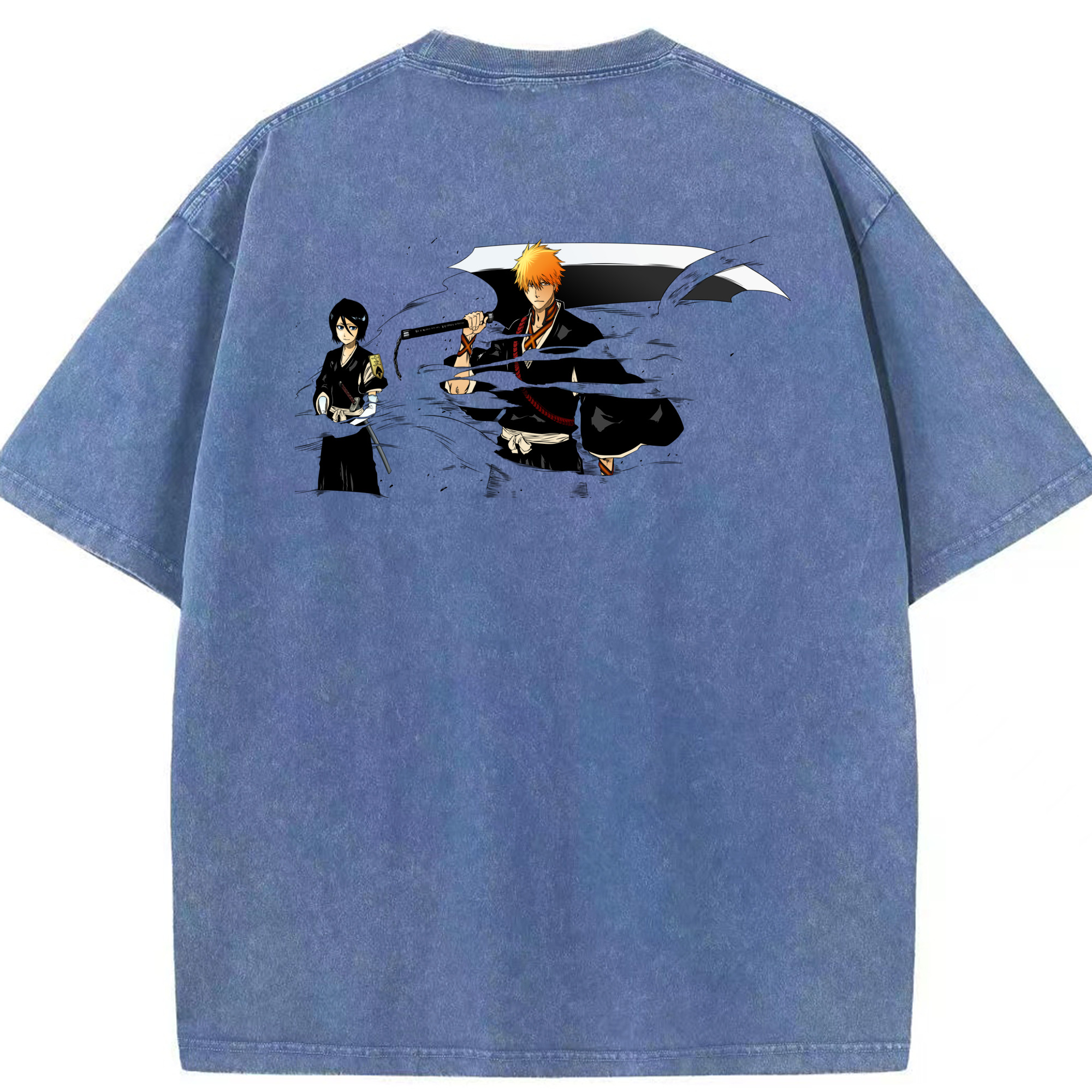 （画像用） ブリーチ 黒崎一護（くろさき いちご）BLEACH Kurosaki Ichigo 綿100% ヴィンテージ風 半袖Tシャツ（背面プリント）