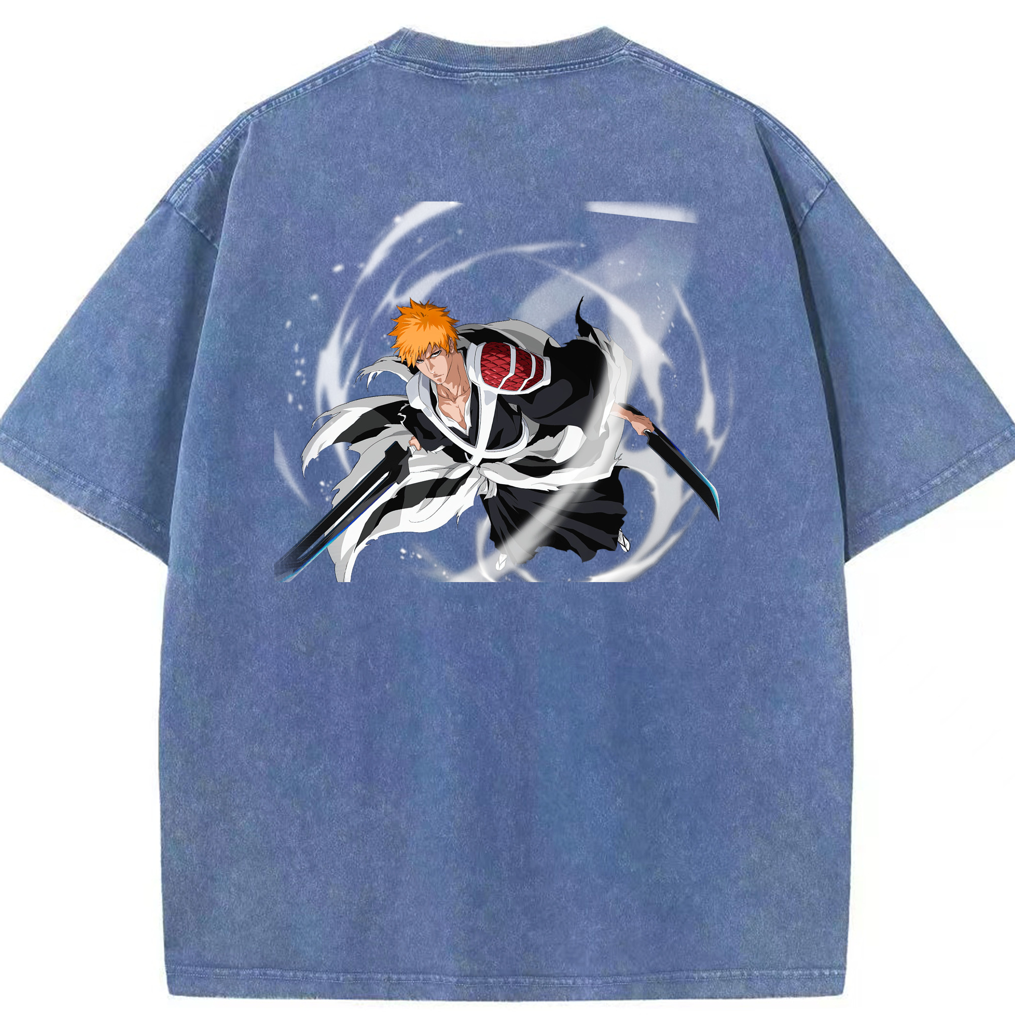 （画像用） ブリーチ 黒崎一護（くろさき いちご）BLEACH Kurosaki Ichigo 綿100% ヴィンテージ風 半袖Tシャツ（背面プリント）