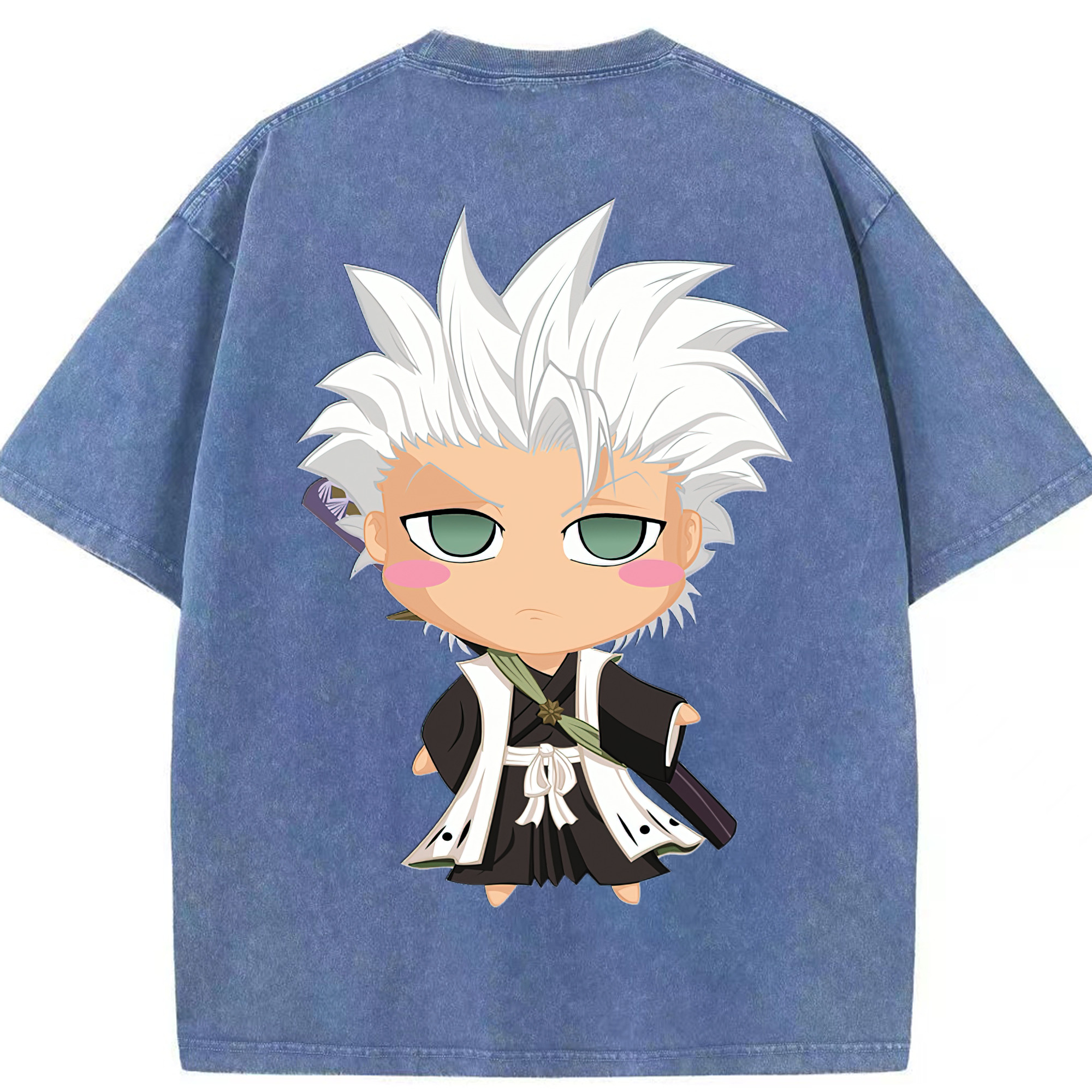 （画像用） ブリーチ 日番谷冬獅郎（ひつがや とうしろう） BLEACH Hitsugaya Toushirou 綿100% ヴィンテージ風 半袖Tシャツ（背面プリント）