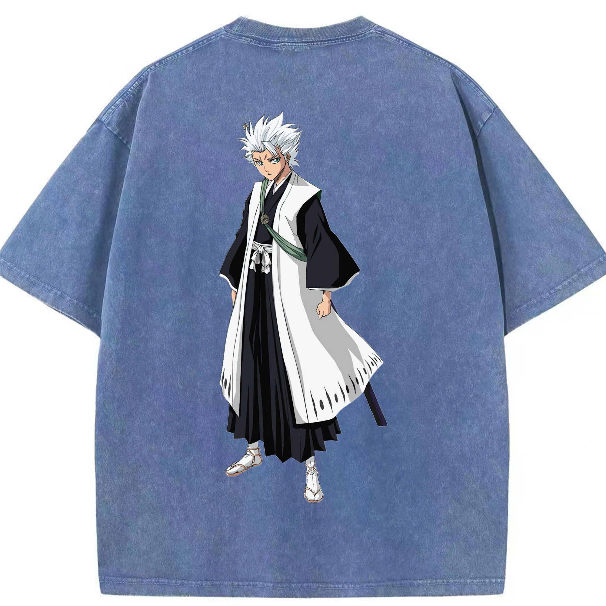 （画像用） ブリーチ 日番谷冬獅郎（ひつがや とうしろう） BLEACH Hitsugaya Toushirou 綿100% ヴィンテージ風 半袖Tシャツ（背面プリント）