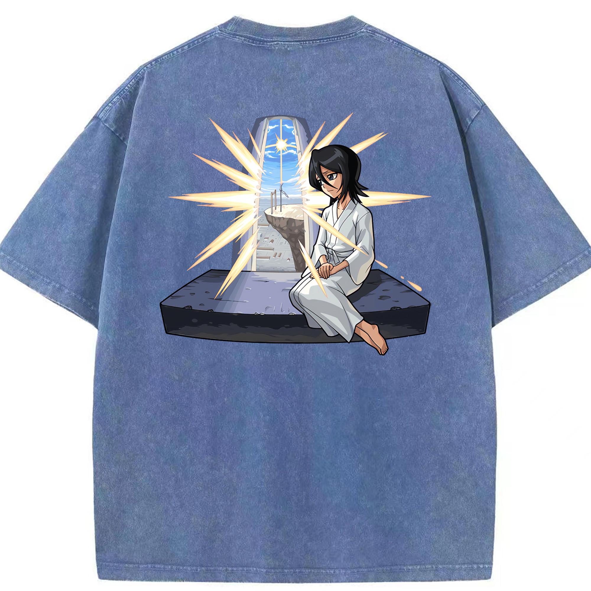 （画像用） ブリーチ 朽木ルキア BLEACH Kuchiki Rukia 綿100% ヴィンテージ風 半袖Tシャツ（背面プリント）