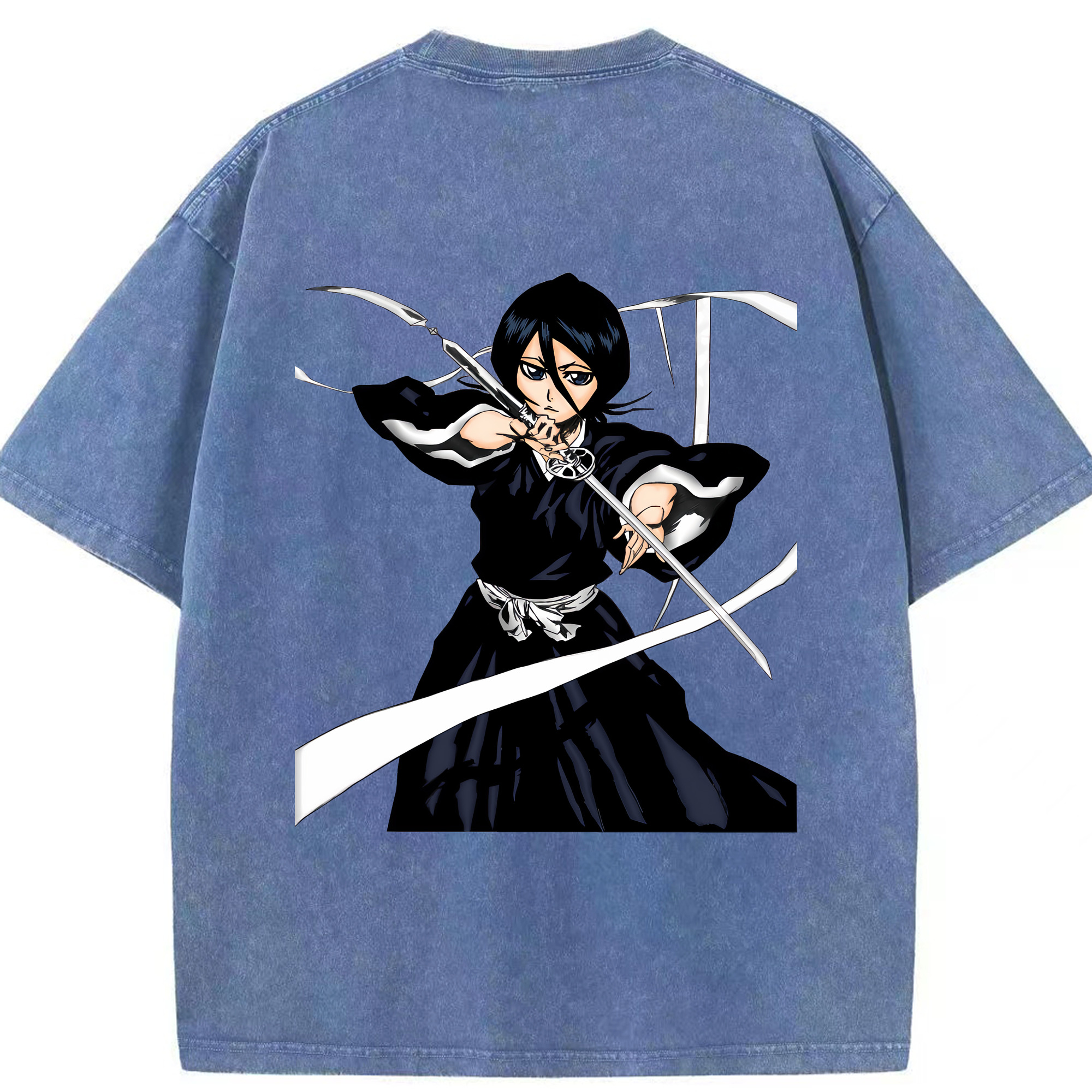 （画像用） ブリーチ 朽木ルキア BLEACH Kuchiki Rukia 綿100% ヴィンテージ風 半袖Tシャツ（背面プリント）