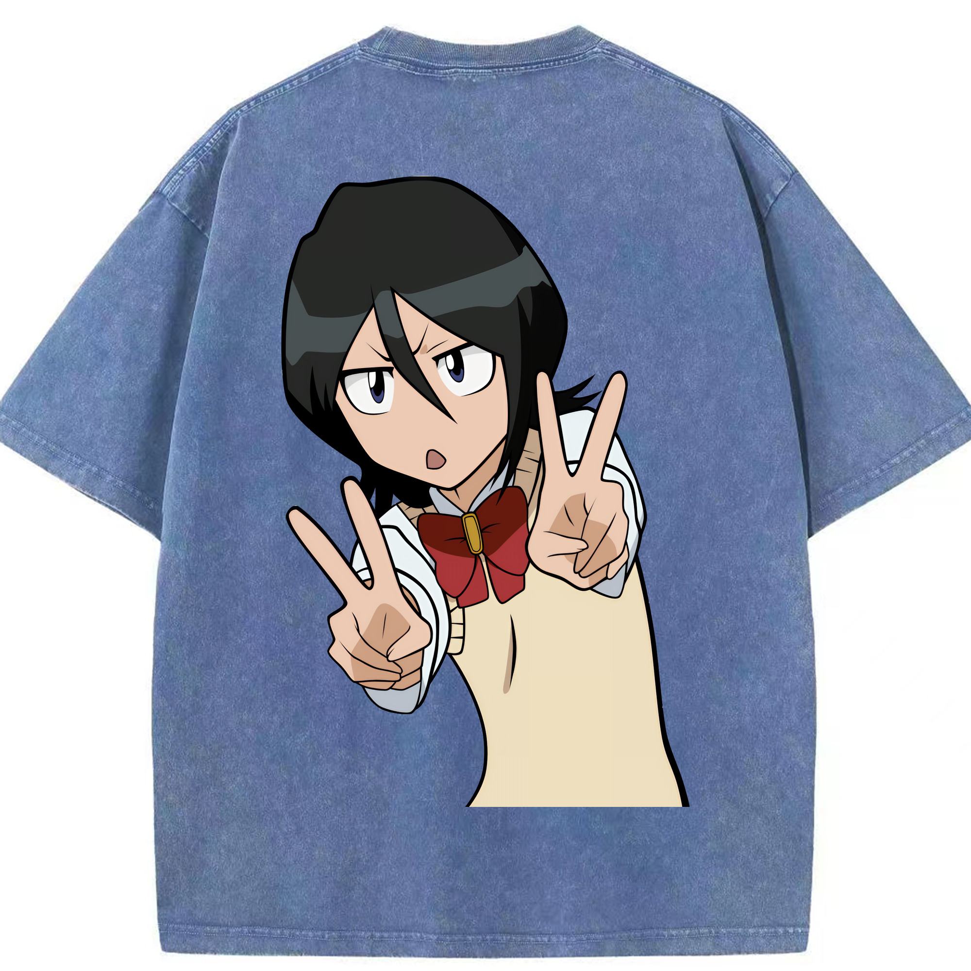 （画像用） ブリーチ 朽木ルキア BLEACH Kuchiki Rukia 綿100% ヴィンテージ風 半袖Tシャツ（背面プリント）