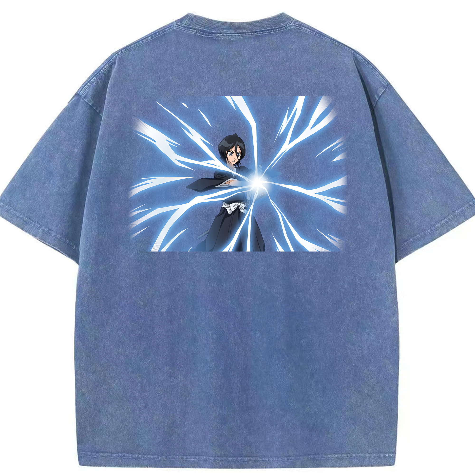 （画像用） ブリーチ 朽木ルキア BLEACH Kuchiki Rukia 綿100% ヴィンテージ風 半袖Tシャツ（背面プリント）