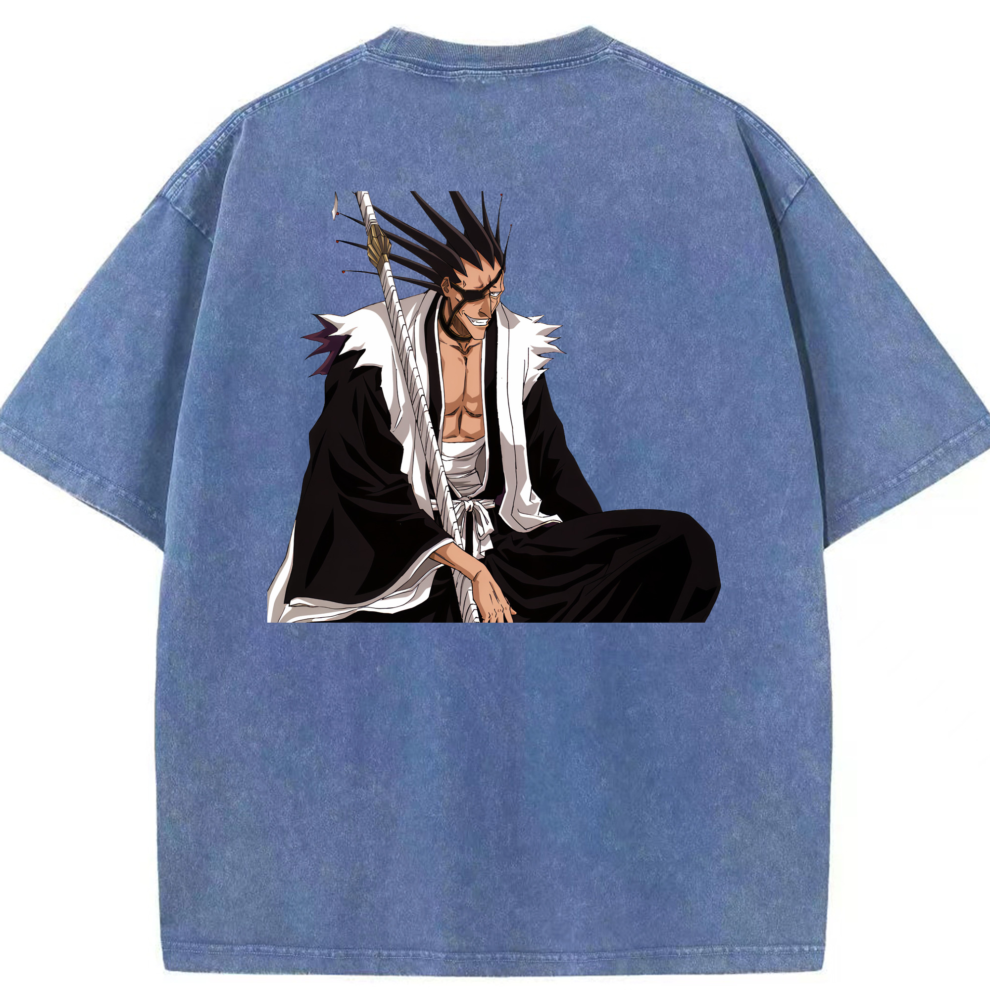 （画像用） ブリーチ ざらき けんぱち BLEACH Zaraki Kenpachi 綿100% ヴィンテージ風 半袖Tシャツ（背面プリント）