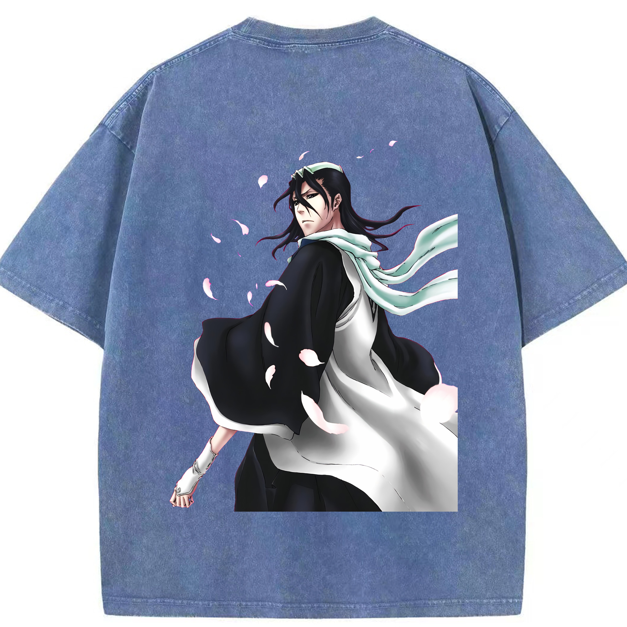 （画像用） ブリーチ くちき びゃくや BLEACH Kuchiki Byakuya 綿100% ヴィンテージ風 半袖Tシャツ（背面プリント）