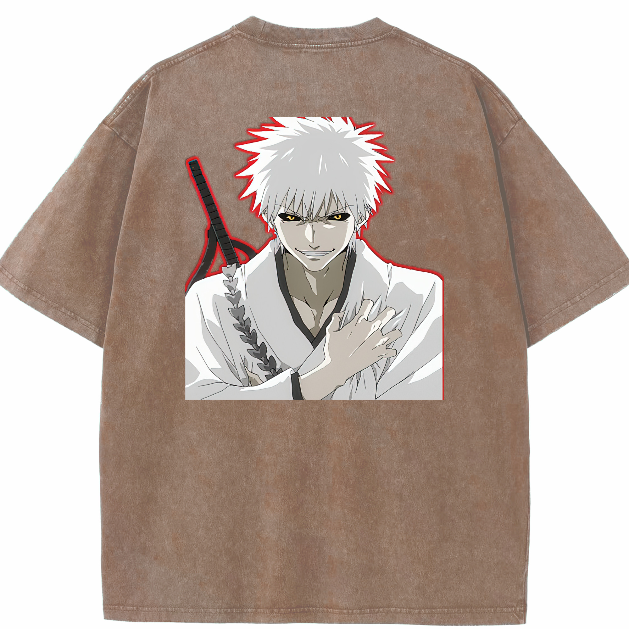 （画像用） ブリーチ 黒崎一護（くろさき いちご）BLEACH Kurosaki Ichigo 綿100% ヴィンテージ風 半袖Tシャツ（背面プリント）
