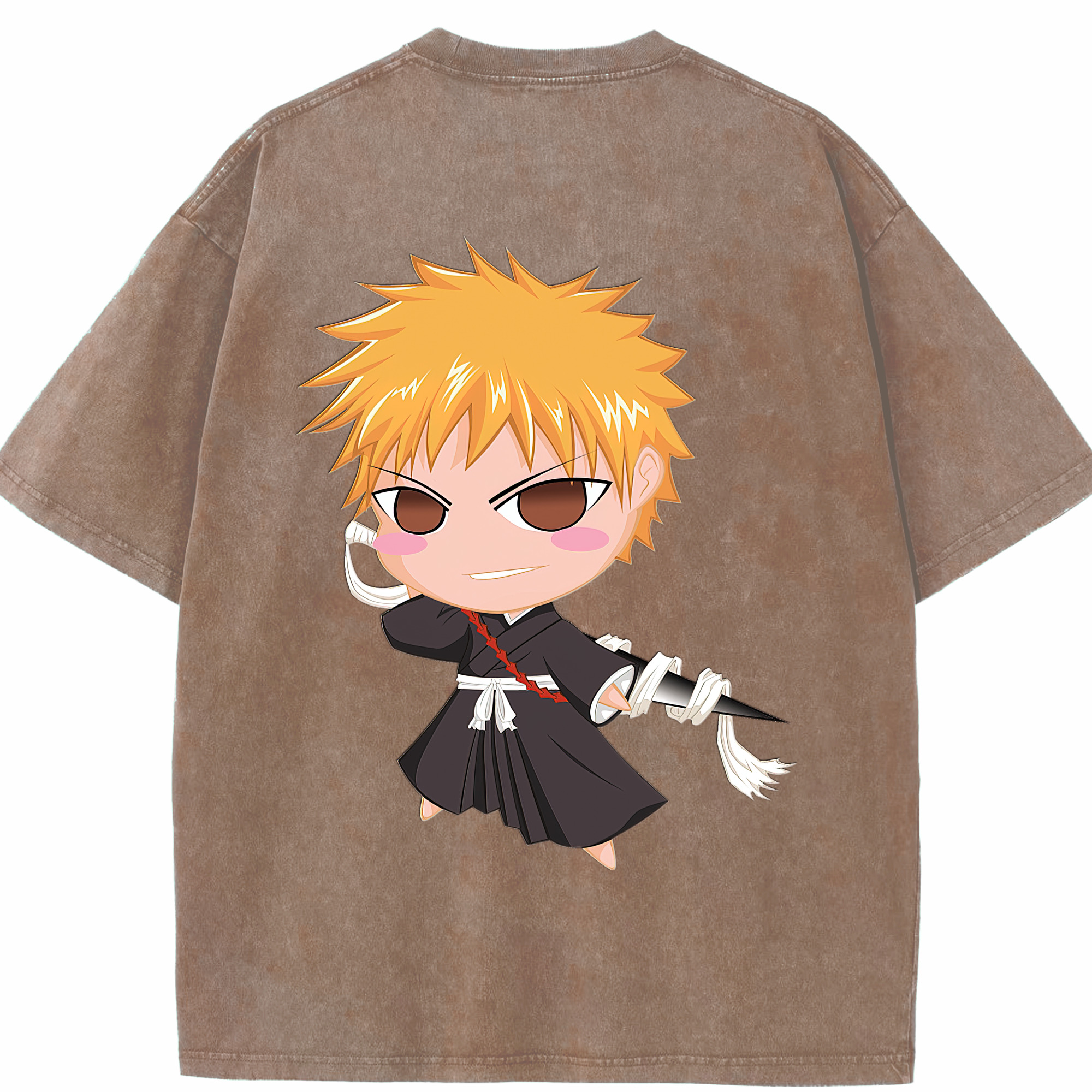 （画像用） ブリーチ 黒崎一護（くろさき いちご）BLEACH Kurosaki Ichigo 綿100% ヴィンテージ風 半袖Tシャツ（背面プリント）
