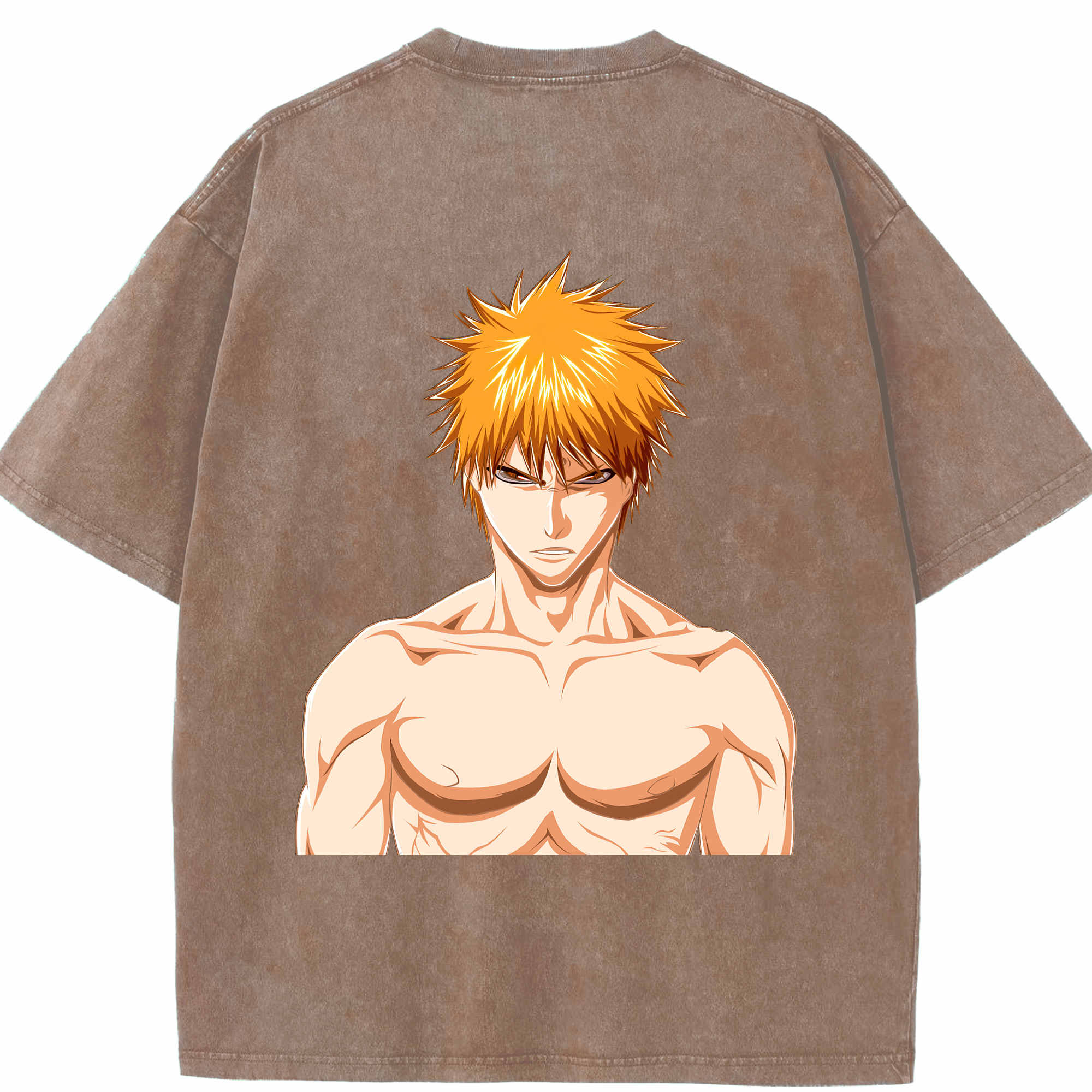 （画像用） ブリーチ 黒崎一護（くろさき いちご）BLEACH Kurosaki Ichigo 綿100% ヴィンテージ風 半袖Tシャツ（背面プリント）