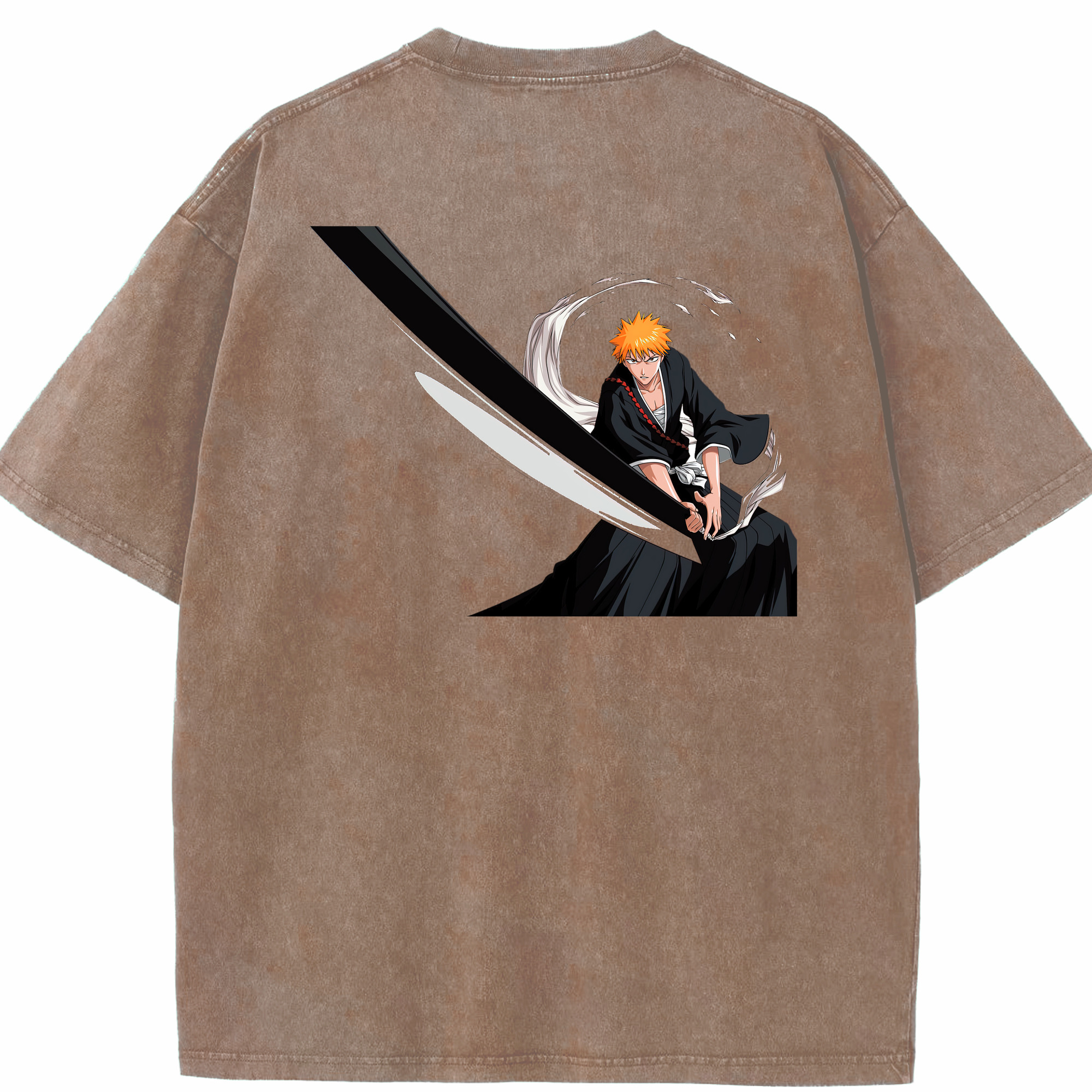 （画像用） ブリーチ 黒崎一護（くろさき いちご）BLEACH Kurosaki Ichigo 綿100% ヴィンテージ風 半袖Tシャツ（背面プリント）