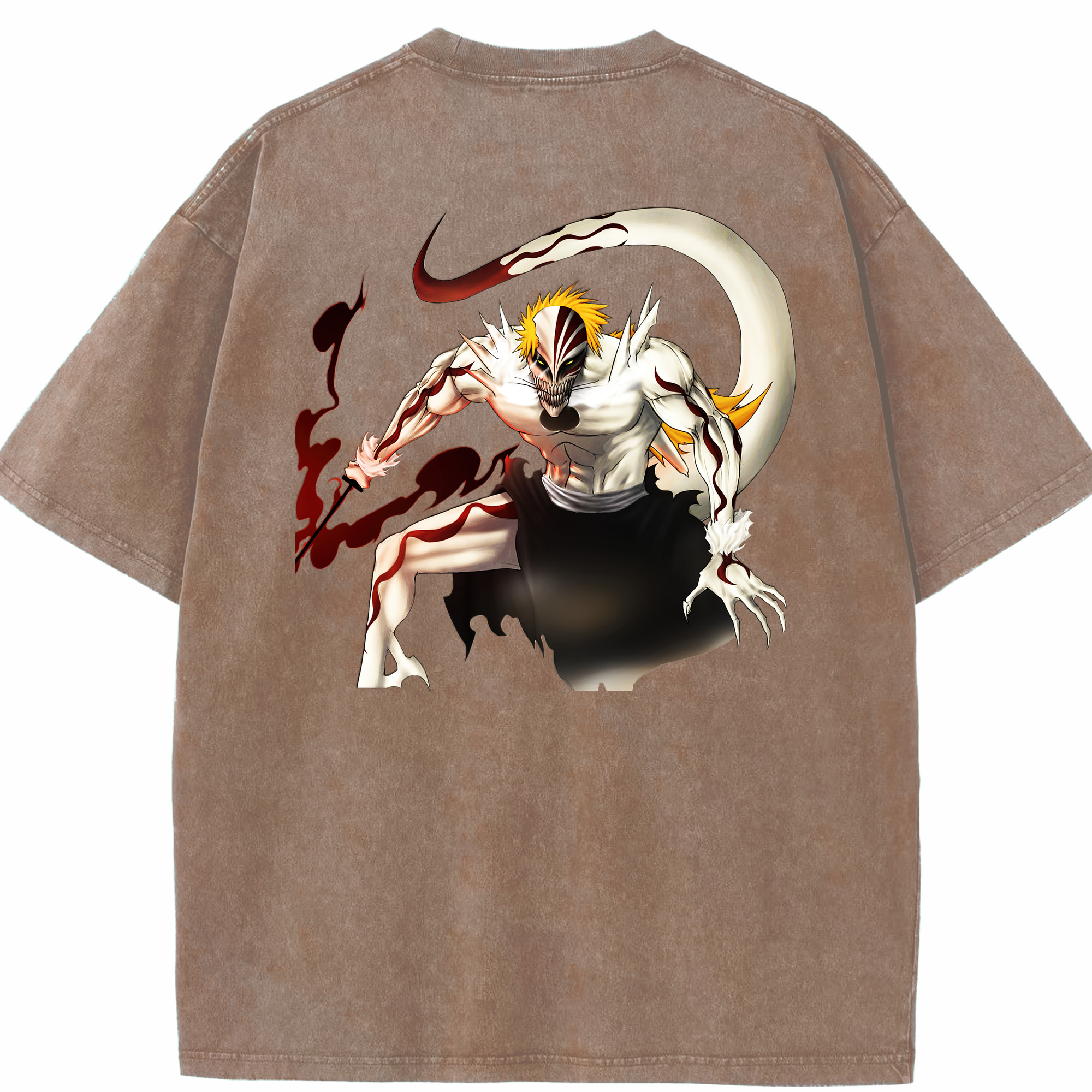 （画像用） ブリーチ 黒崎一護（くろさき いちご）BLEACH Kurosaki Ichigo 綿100% ヴィンテージ風 半袖Tシャツ（背面プリント）