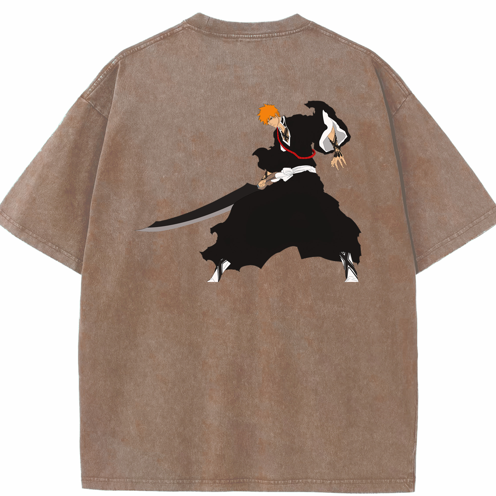 （画像用） ブリーチ 黒崎一護（くろさき いちご）BLEACH Kurosaki Ichigo 綿100% ヴィンテージ風 半袖Tシャツ（背面プリント）