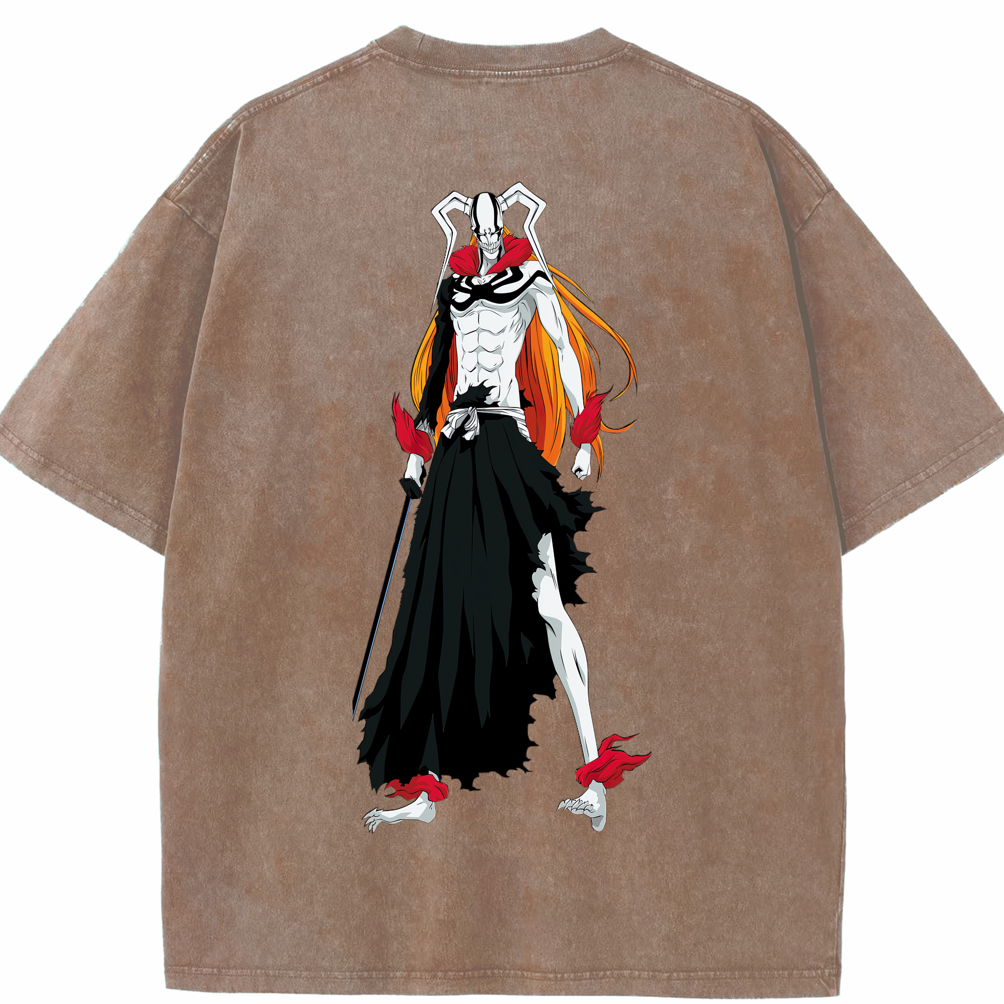 （画像用） ブリーチ 黒崎一護（くろさき いちご）BLEACH Kurosaki Ichigo 綿100% ヴィンテージ風 半袖Tシャツ（背面プリント）
