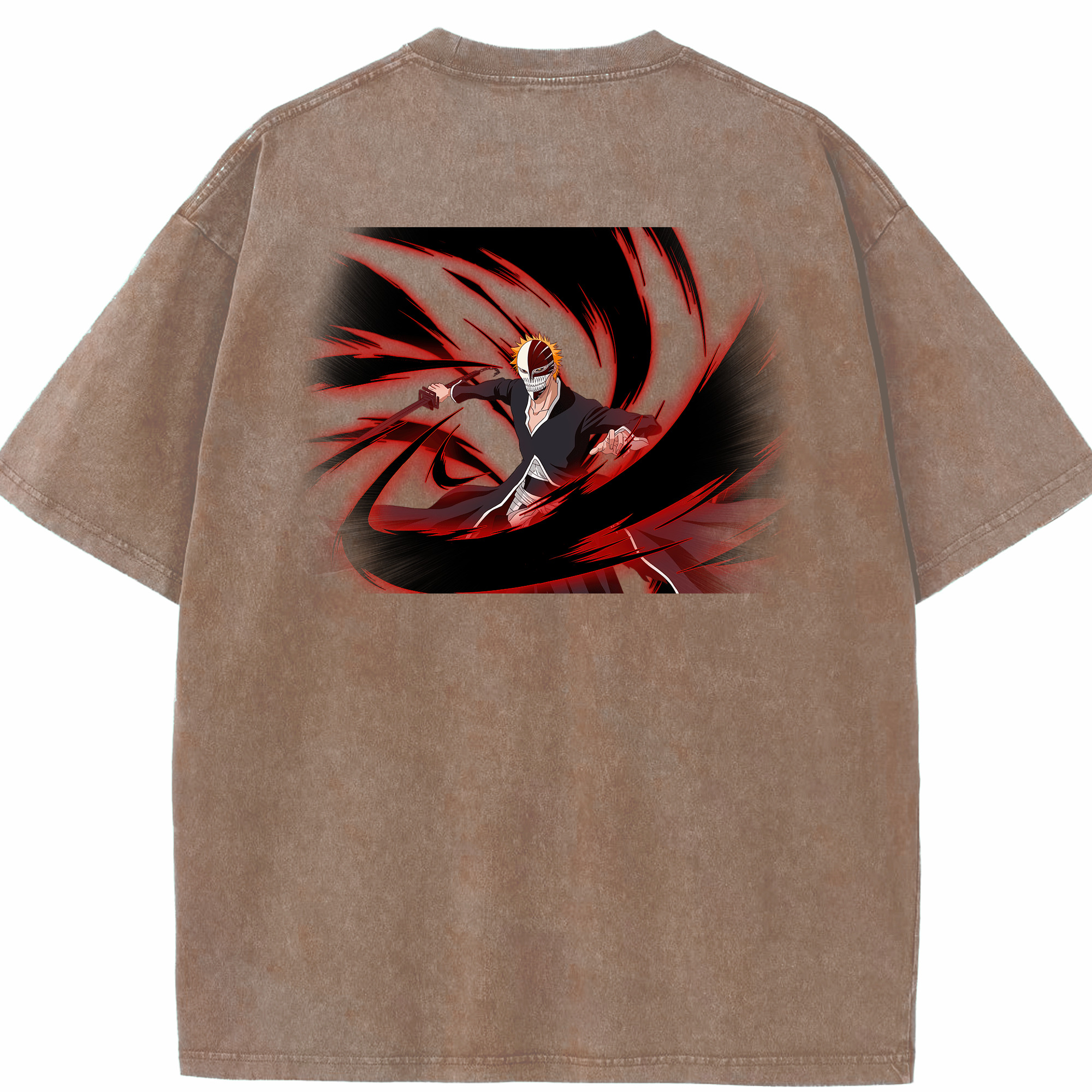 （画像用） ブリーチ 黒崎一護（くろさき いちご）BLEACH Kurosaki Ichigo 綿100% ヴィンテージ風 半袖Tシャツ（背面プリント）