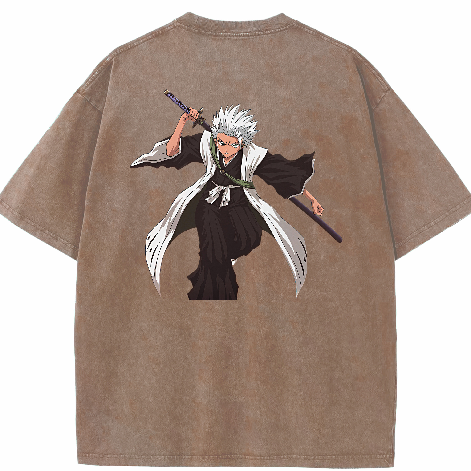 （画像用） ブリーチ 日番谷冬獅郎（ひつがや とうしろう） BLEACH Hitsugaya Toushirou 綿100% ヴィンテージ風 半袖Tシャツ（背面プリント）