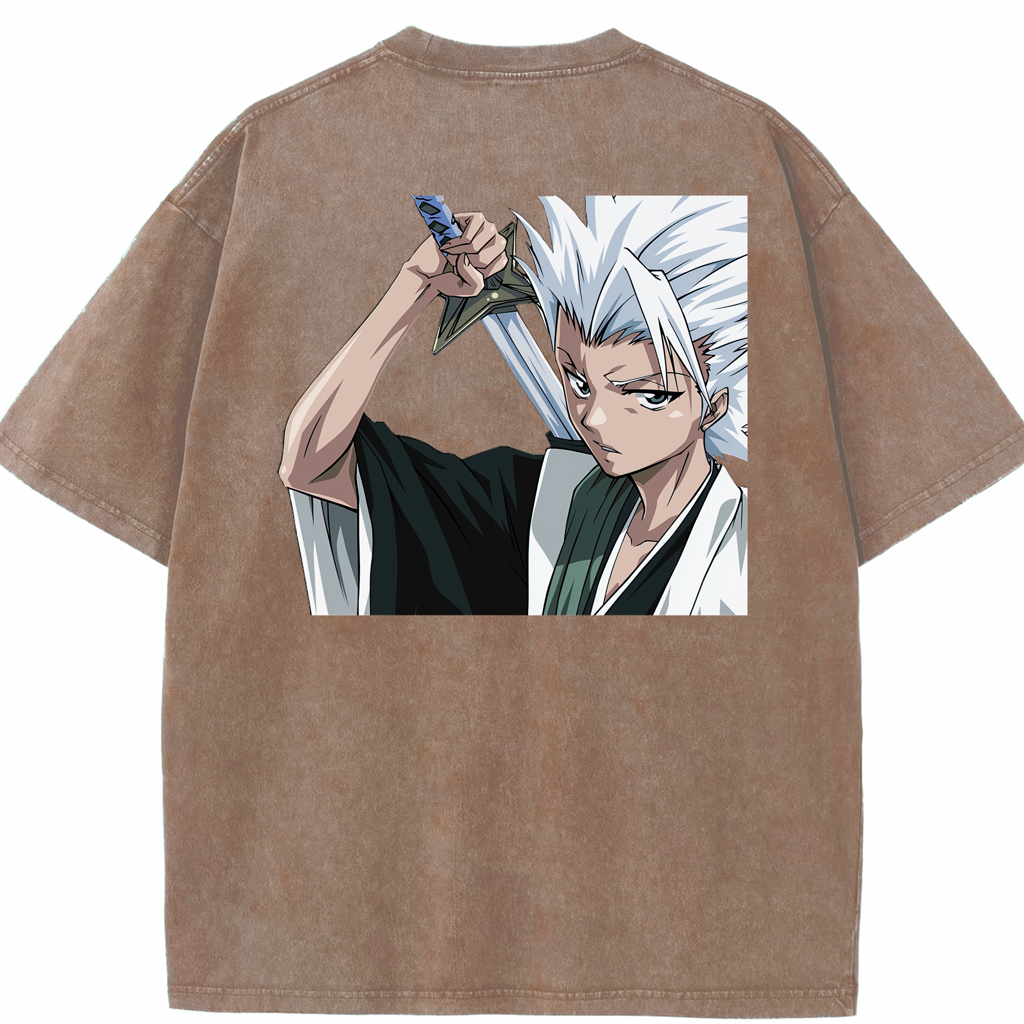 （画像用） ブリーチ 日番谷冬獅郎（ひつがや とうしろう） BLEACH Hitsugaya Toushirou 綿100% ヴィンテージ風 半袖Tシャツ（背面プリント）