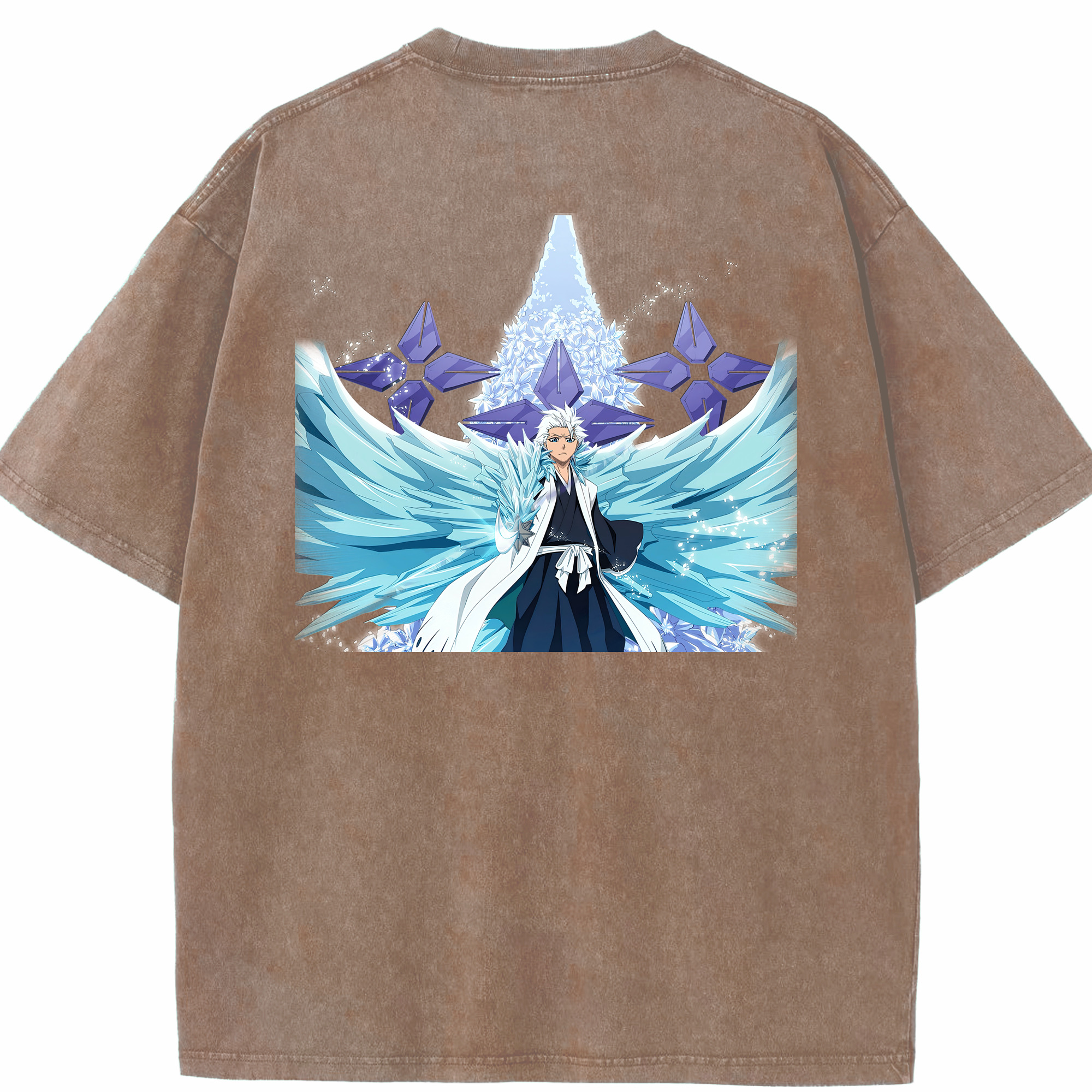 （画像用） ブリーチ 日番谷冬獅郎（ひつがや とうしろう） BLEACH Hitsugaya Toushirou 綿100% ヴィンテージ風 半袖Tシャツ（背面プリント）