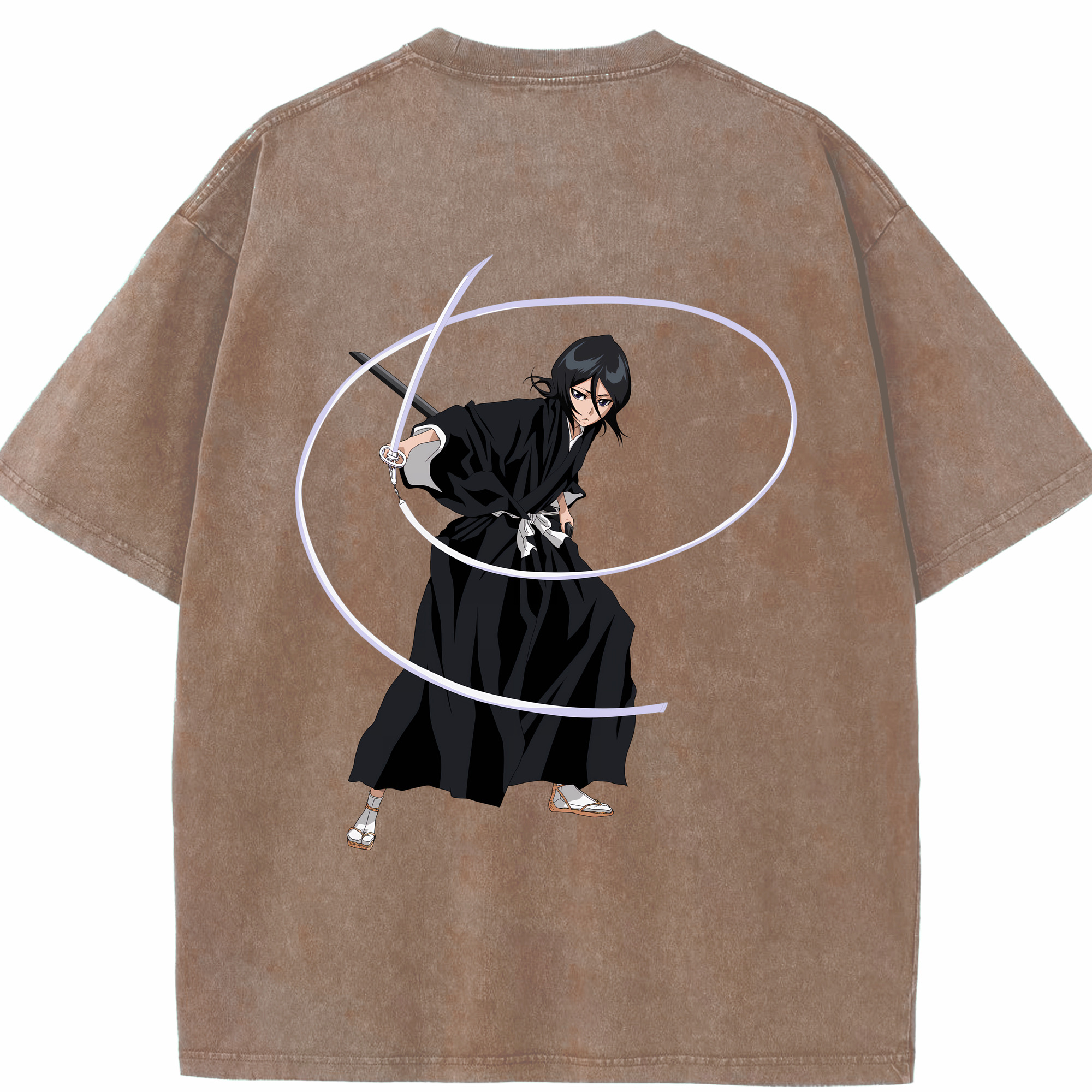 （画像用） ブリーチ 朽木ルキア BLEACH Kuchiki Rukia 綿100% ヴィンテージ風 半袖Tシャツ（背面プリント）