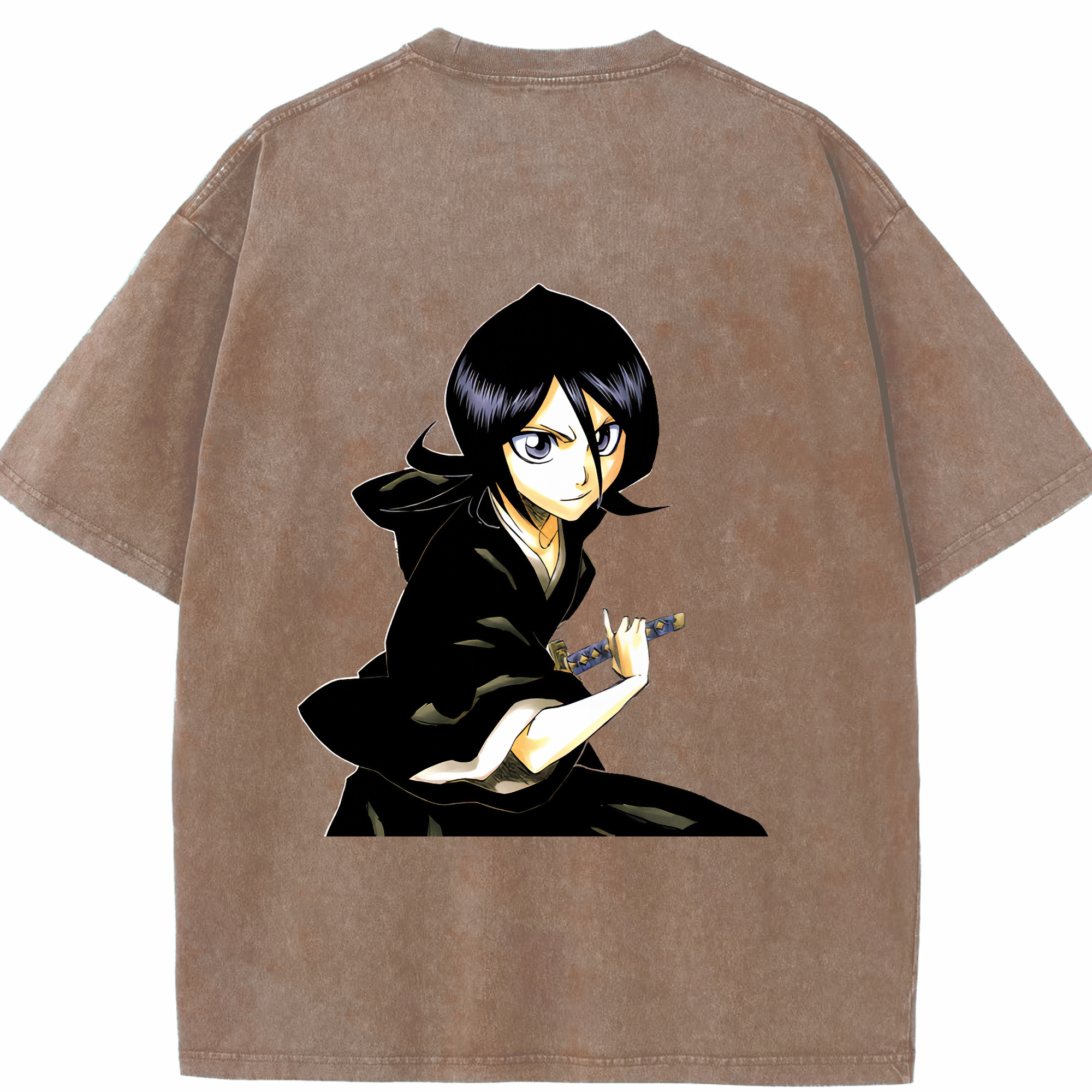 （画像用） ブリーチ 朽木ルキア BLEACH Kuchiki Rukia 綿100% ヴィンテージ風 半袖Tシャツ（背面プリント）