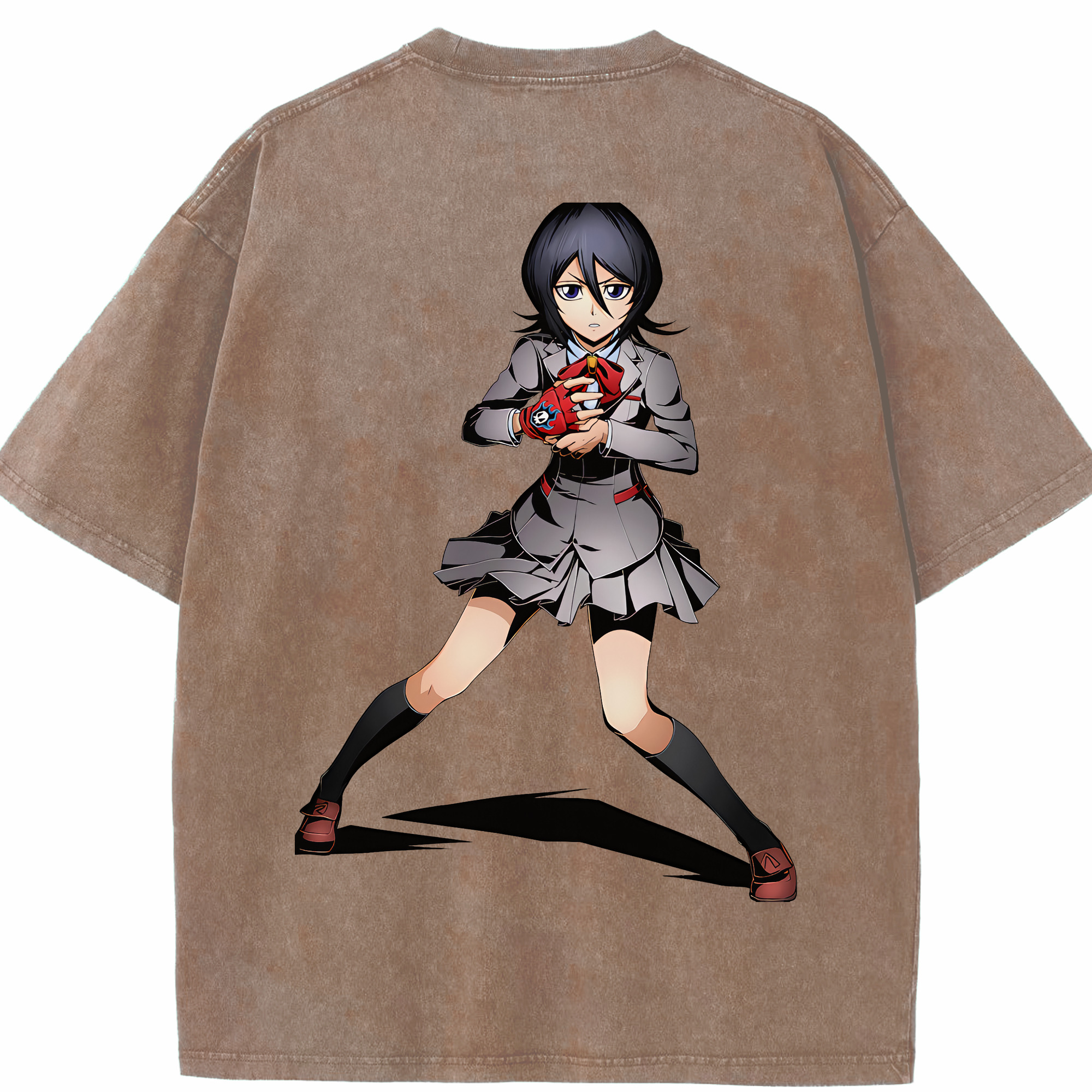 （画像用） ブリーチ 朽木ルキア BLEACH Kuchiki Rukia 綿100% ヴィンテージ風 半袖Tシャツ（背面プリント）