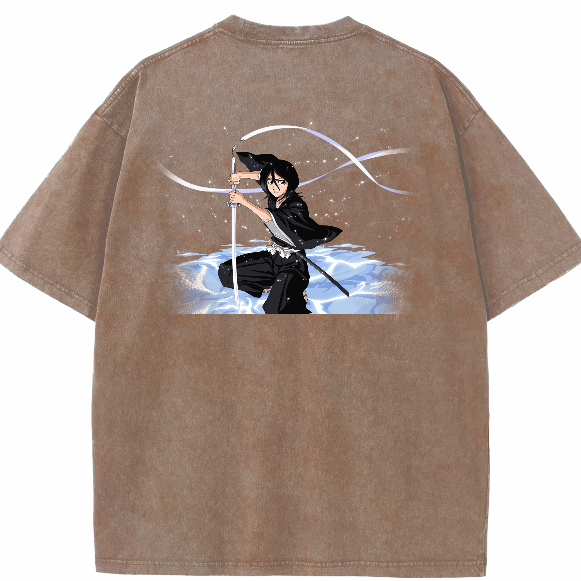 （画像用） ブリーチ 朽木ルキア BLEACH Kuchiki Rukia 綿100% ヴィンテージ風 半袖Tシャツ（背面プリント）