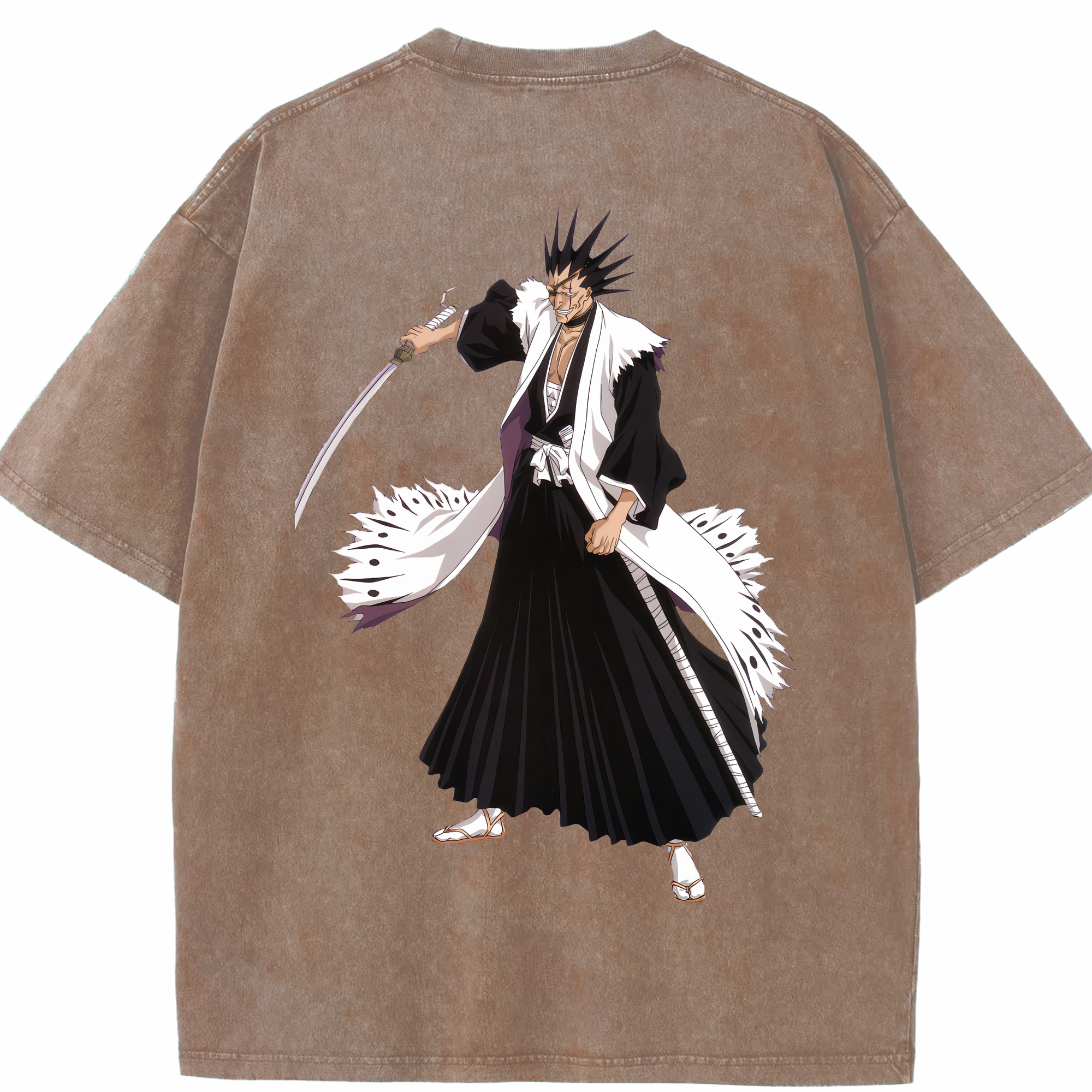 （画像用） ブリーチ ざらき けんぱち BLEACH Zaraki Kenpachi 綿100% ヴィンテージ風 半袖Tシャツ（背面プリント）