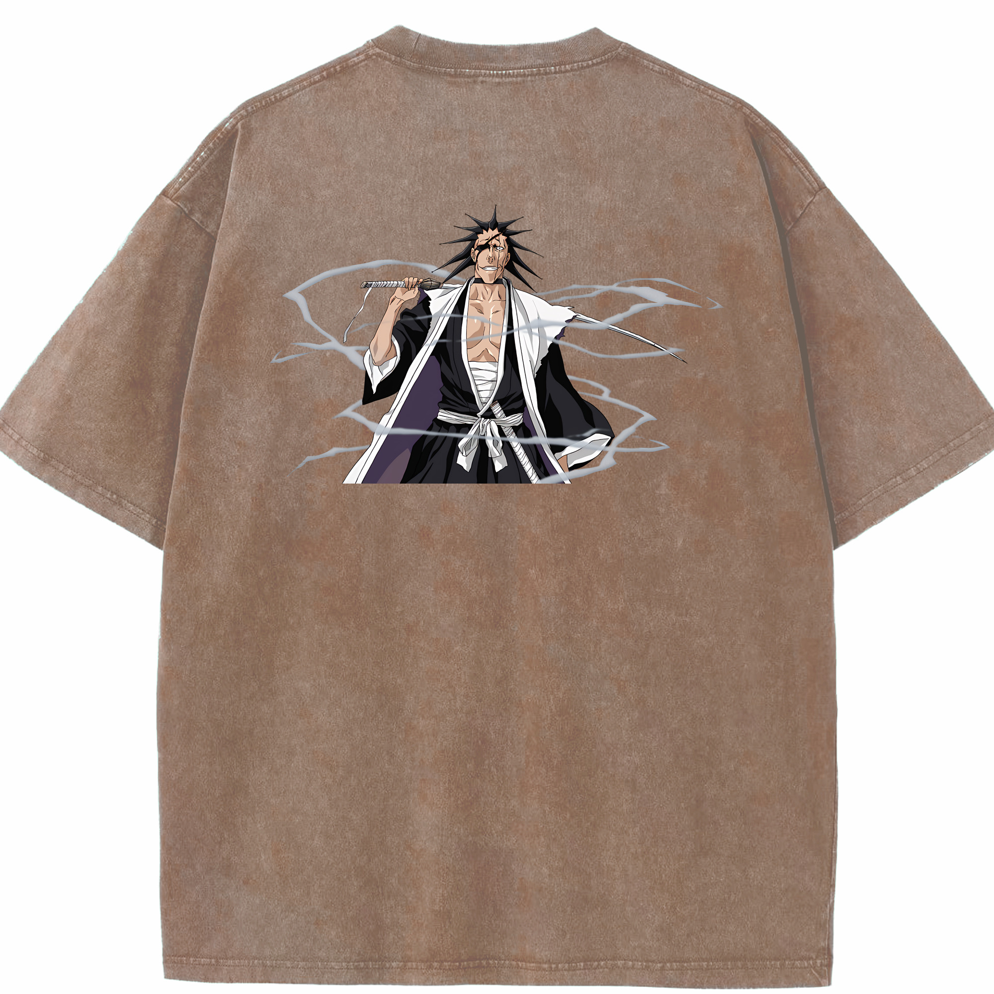 （画像用） ブリーチ ざらき けんぱち BLEACH Zaraki Kenpachi 綿100% ヴィンテージ風 半袖Tシャツ（背面プリント）