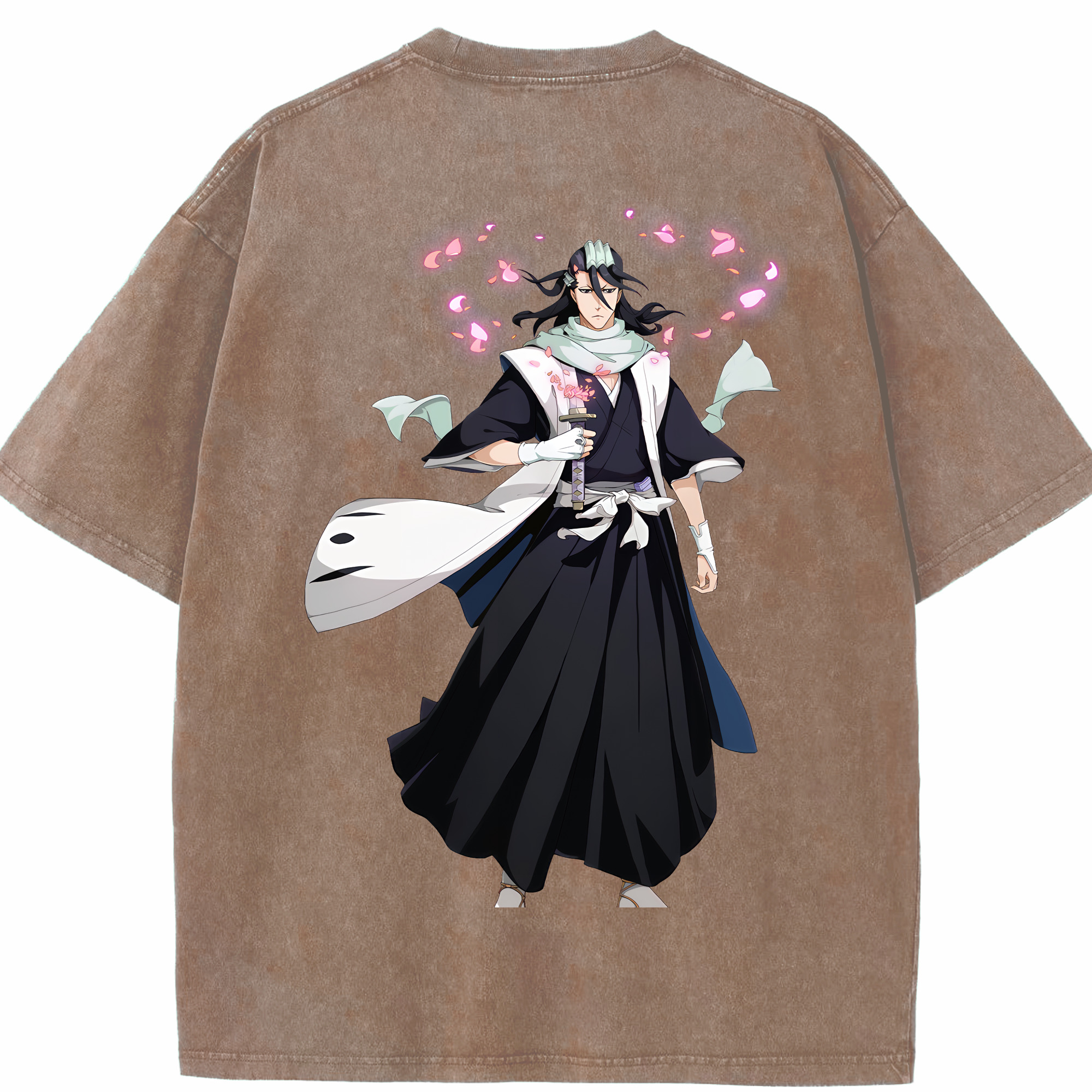 （画像用） ブリーチ くちき びゃくや BLEACH Kuchiki Byakuya 綿100% ヴィンテージ風 半袖Tシャツ（背面プリント）