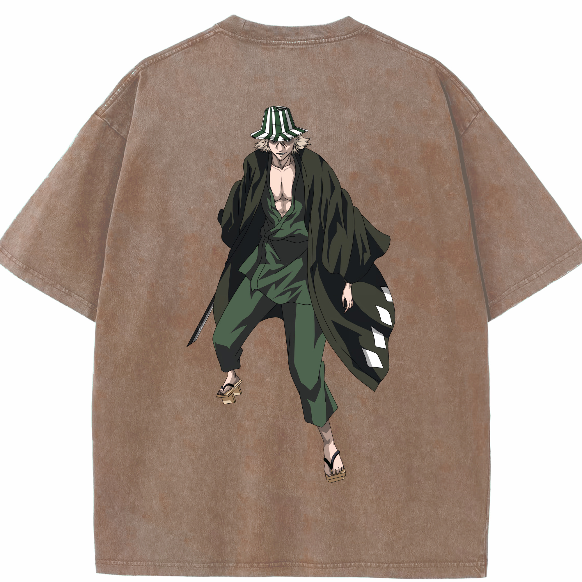 （画像用） "ブリーチ 浦原 喜助（うらはら きすけ） BLEACH Urahara Kisuke " 綿100% ヴィンテージ風 半袖Tシャツ（背面プリント）
