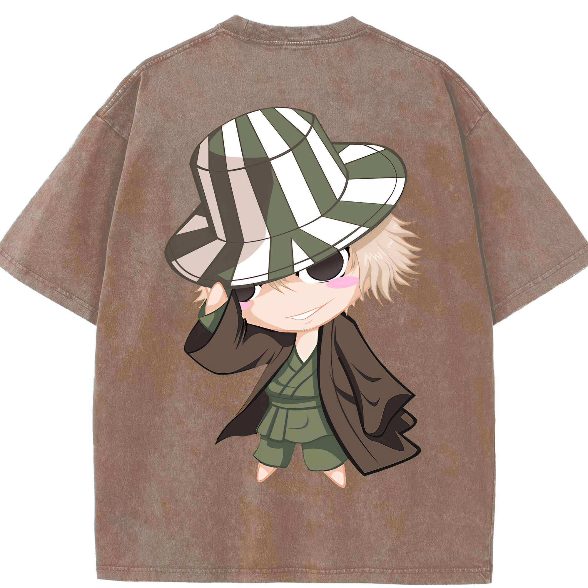 （画像用） "ブリーチ 浦原 喜助（うらはら きすけ） BLEACH Urahara Kisuke " 綿100% ヴィンテージ風 半袖Tシャツ（背面プリント）