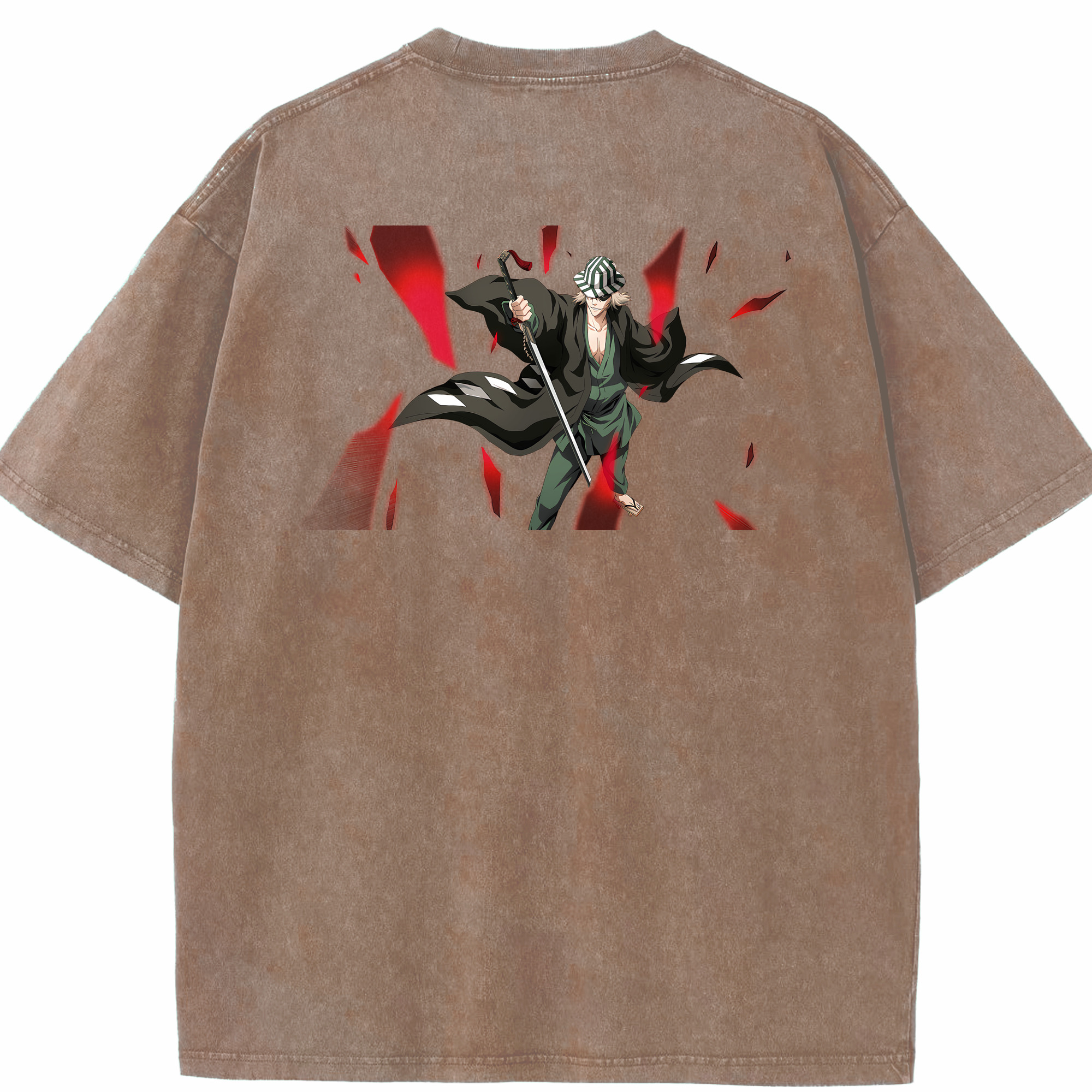 （画像用） "ブリーチ 浦原 喜助（うらはら きすけ） BLEACH Urahara Kisuke " 綿100% ヴィンテージ風 半袖Tシャツ（背面プリント）