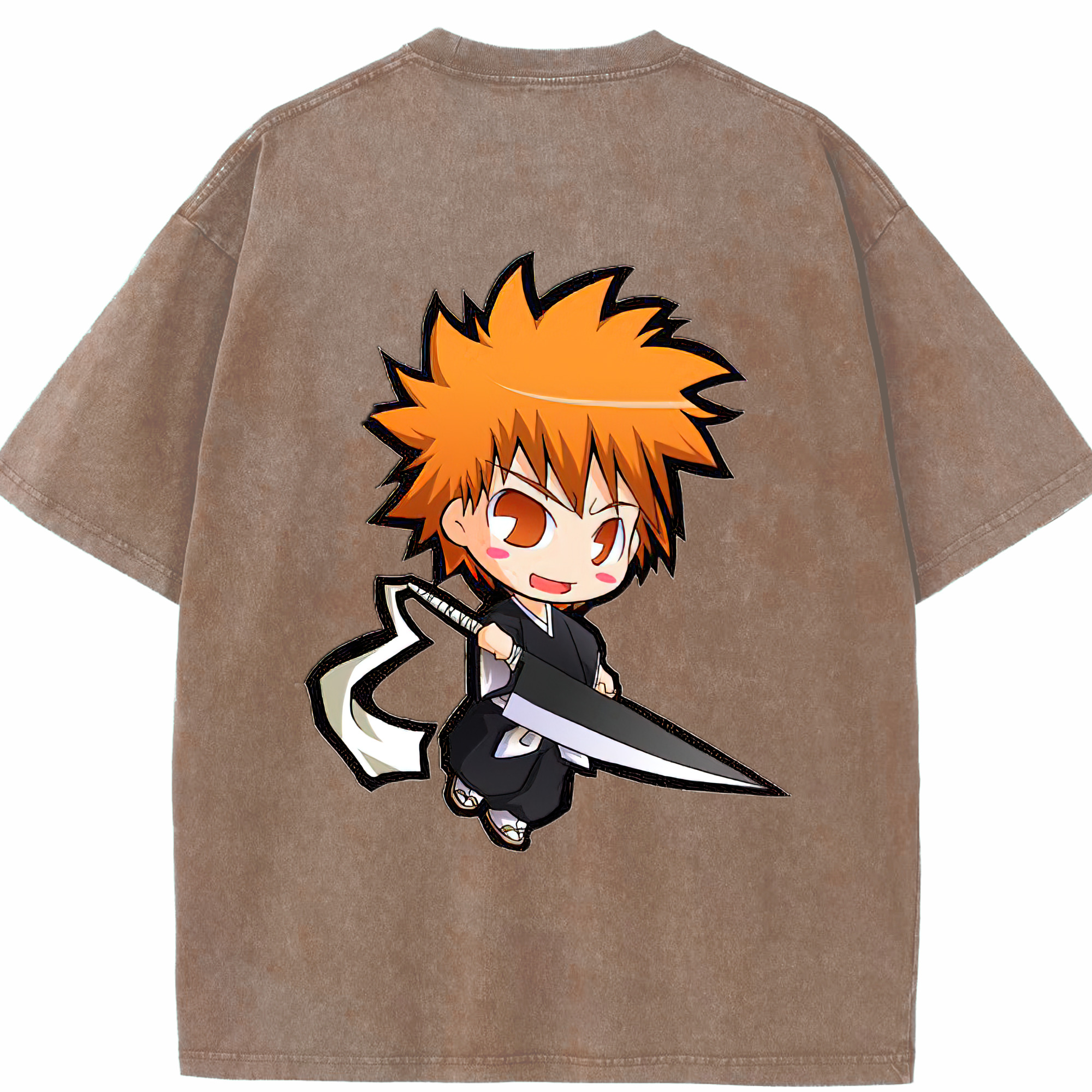 （画像用） ブリーチ 黒崎一護（くろさき いちご）BLEACH Kurosaki Ichigo 綿100% ヴィンテージ風 半袖Tシャツ（背面プリント）