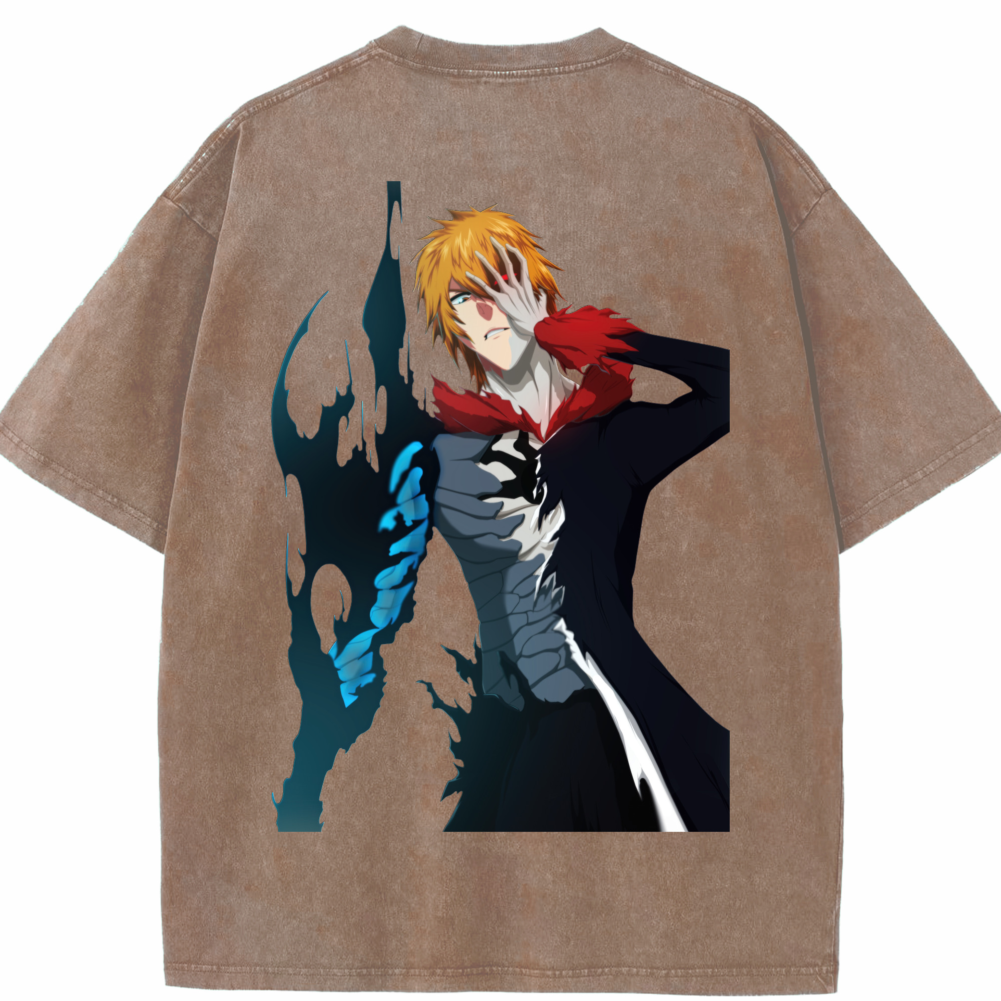 （画像用） ブリーチ 黒崎一護（くろさき いちご）BLEACH Kurosaki Ichigo 綿100% ヴィンテージ風 半袖Tシャツ（背面プリント）
